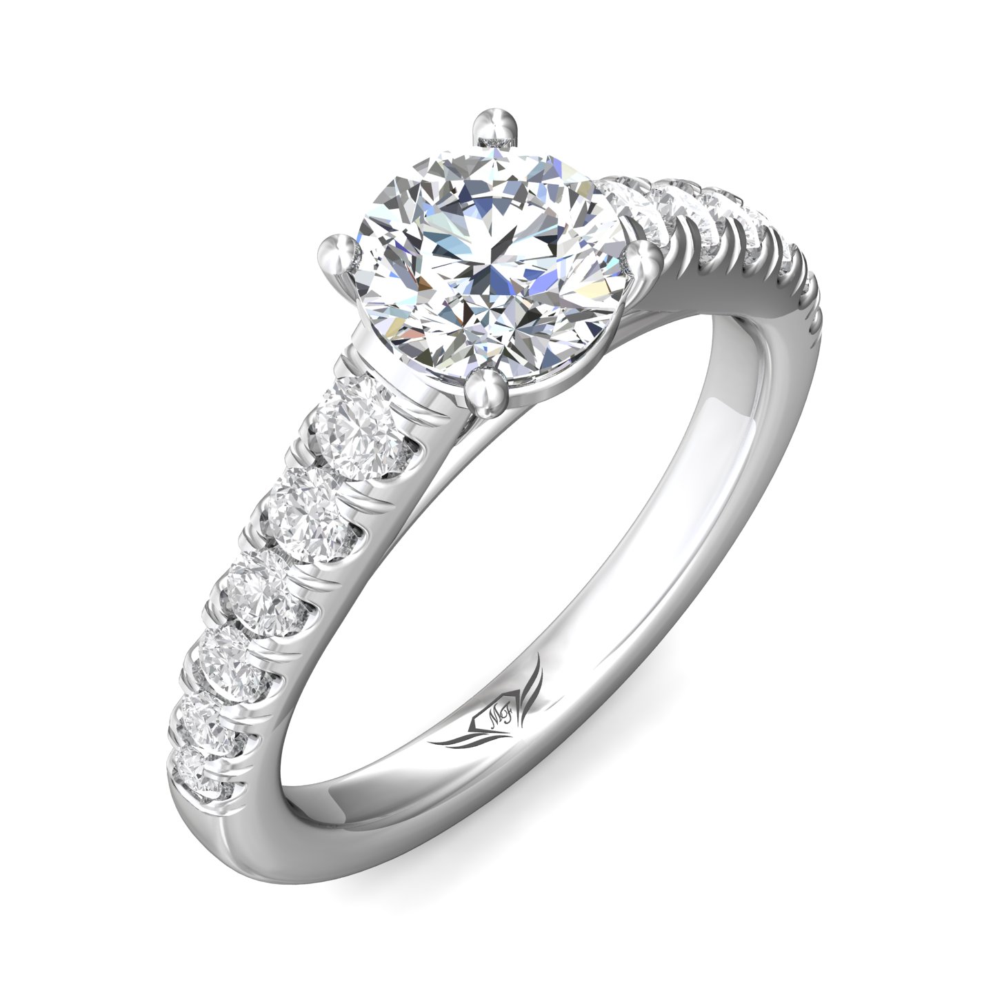 14K White Gold Round Diamond Engagement Ring