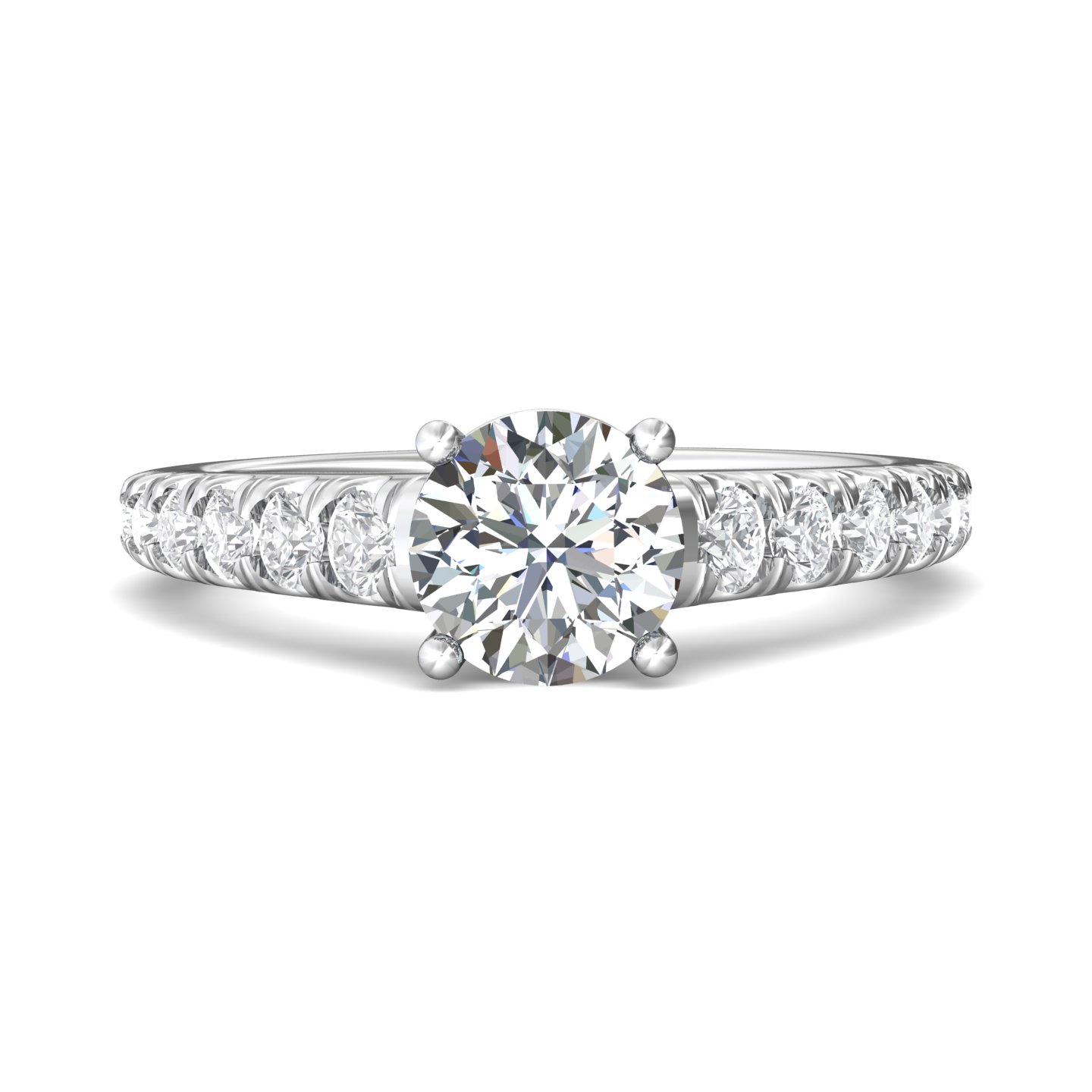 14K White Gold Round Diamond Engagement Ring