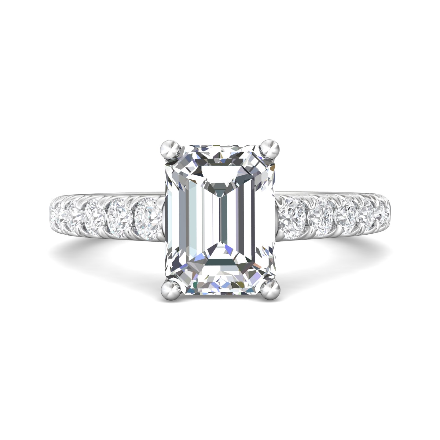 Platinum Emerald Cut Diamond Engagement Ring