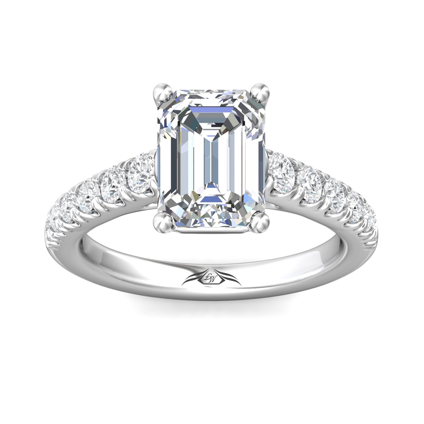 Platinum Emerald Cut Diamond Engagement Ring