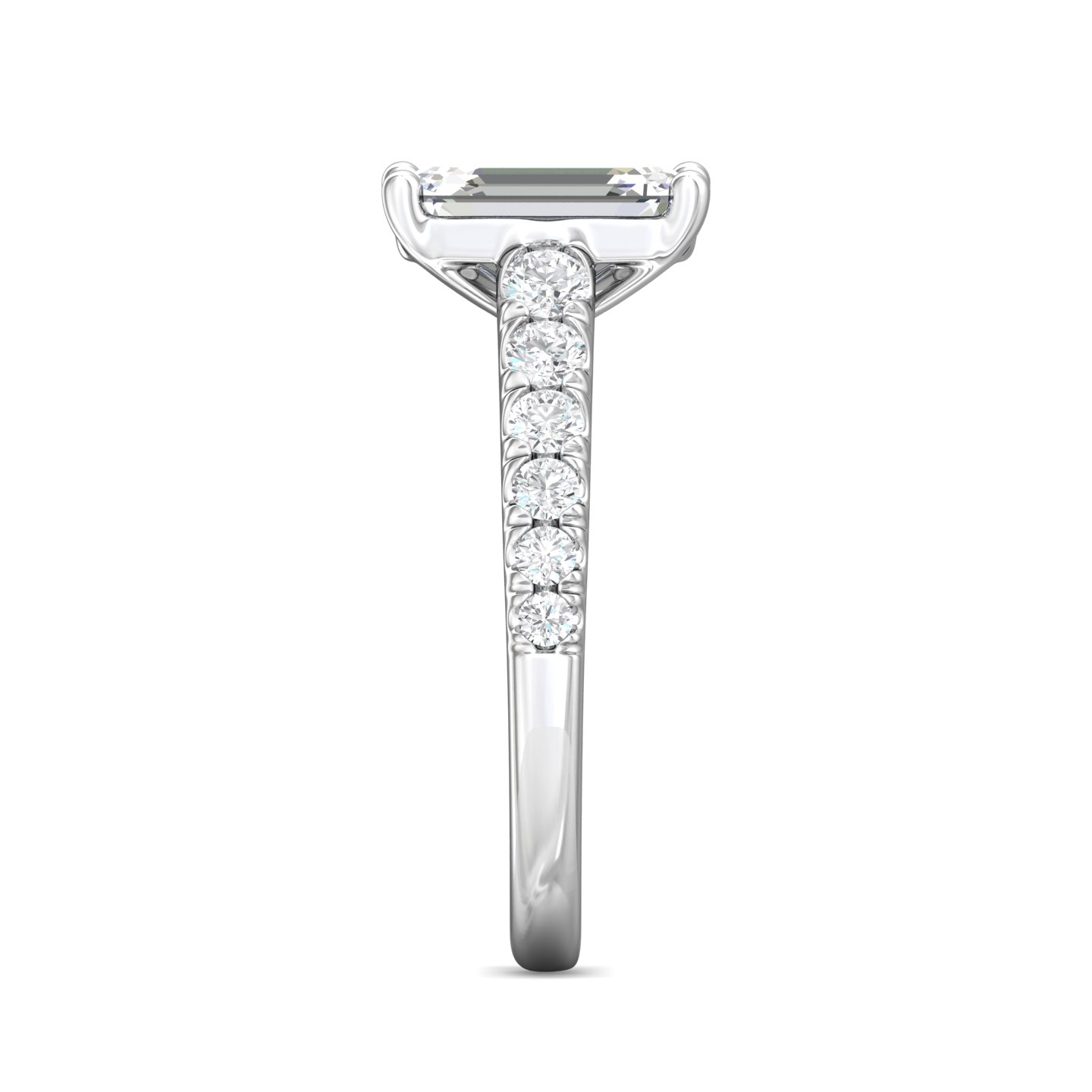 Platinum Emerald Cut Diamond Engagement Ring