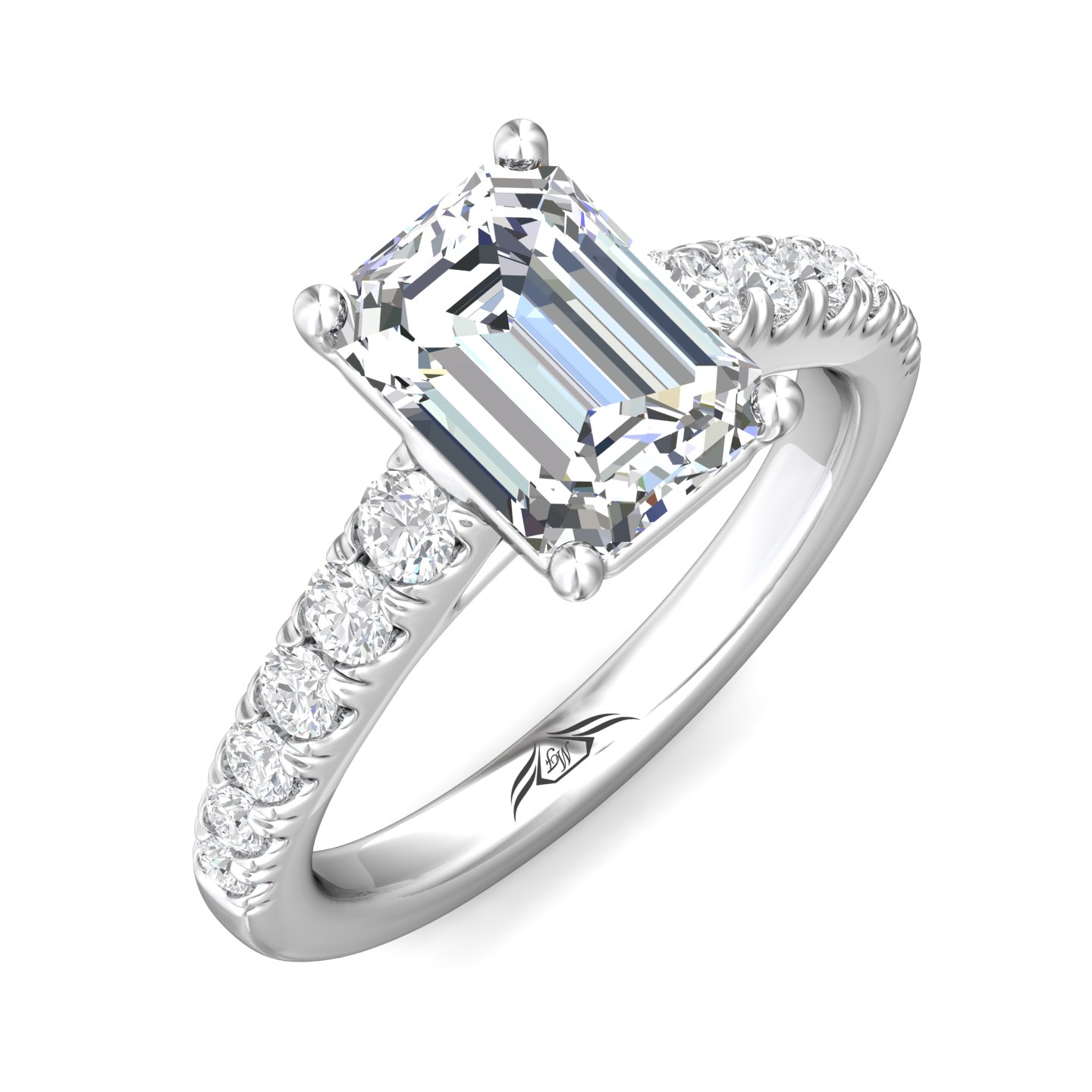Platinum Emerald Cut Diamond Engagement Ring