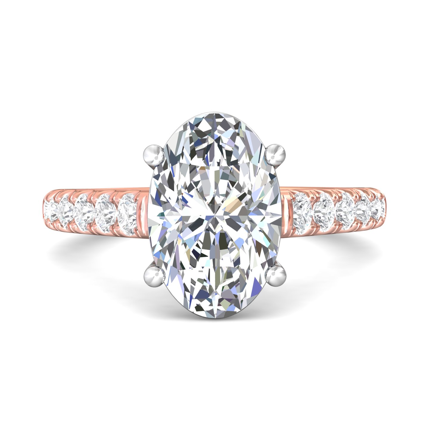 18K White and Rose Gold Oval Diamond Engagement Ring