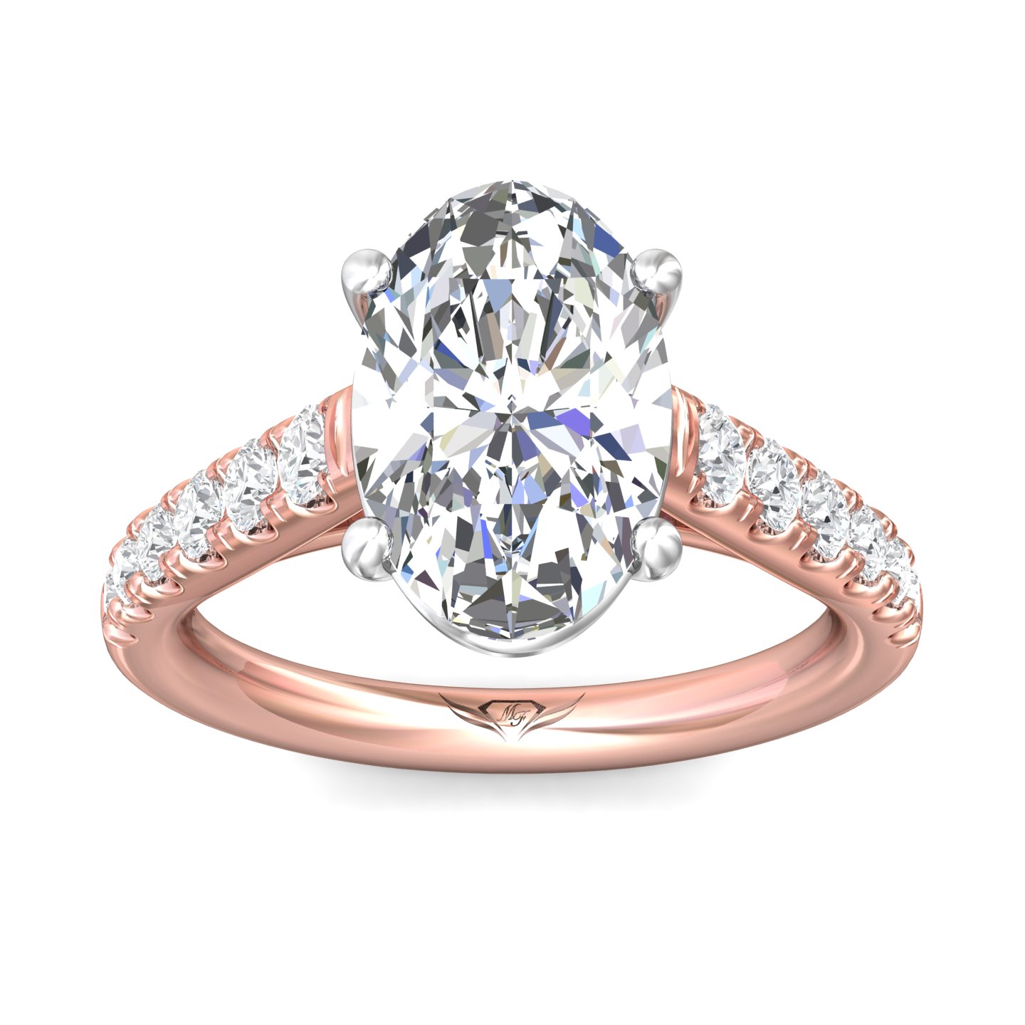 18K White and Rose Gold Oval Diamond Engagement Ring