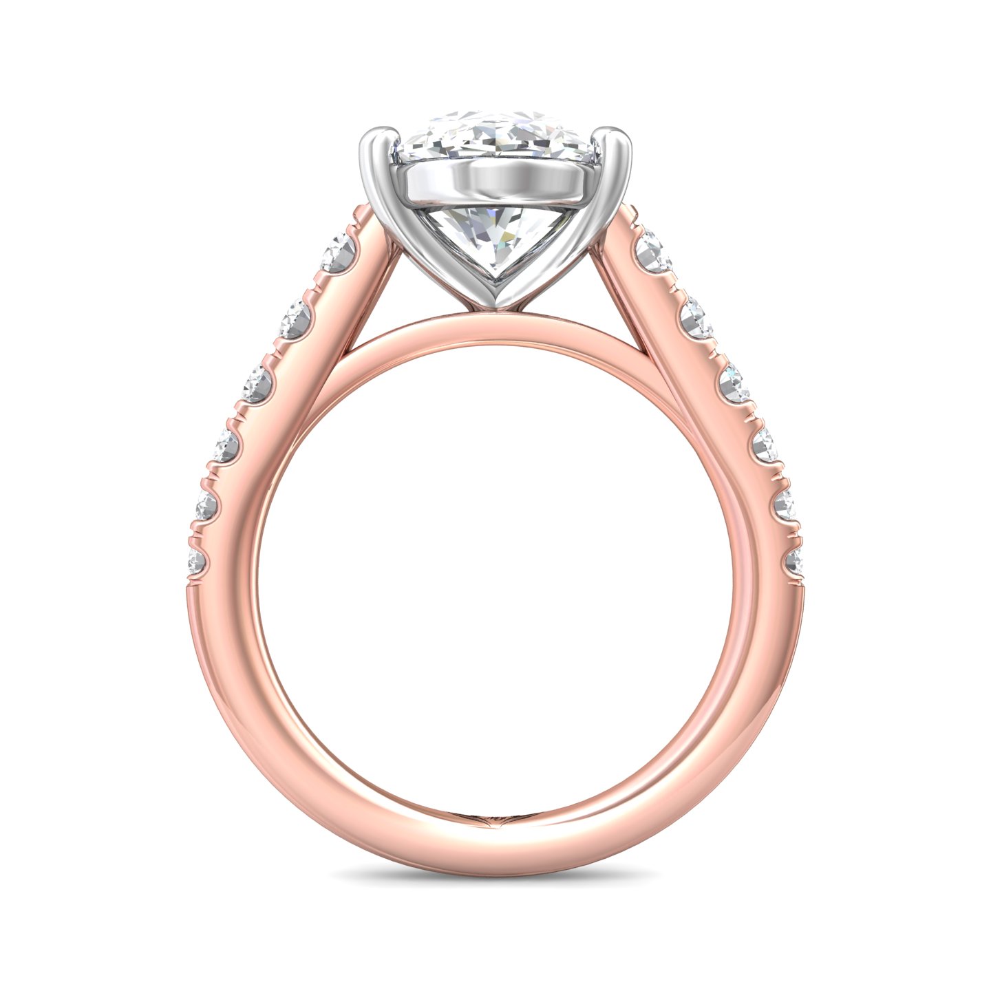 18K White and Rose Gold Oval Diamond Engagement Ring