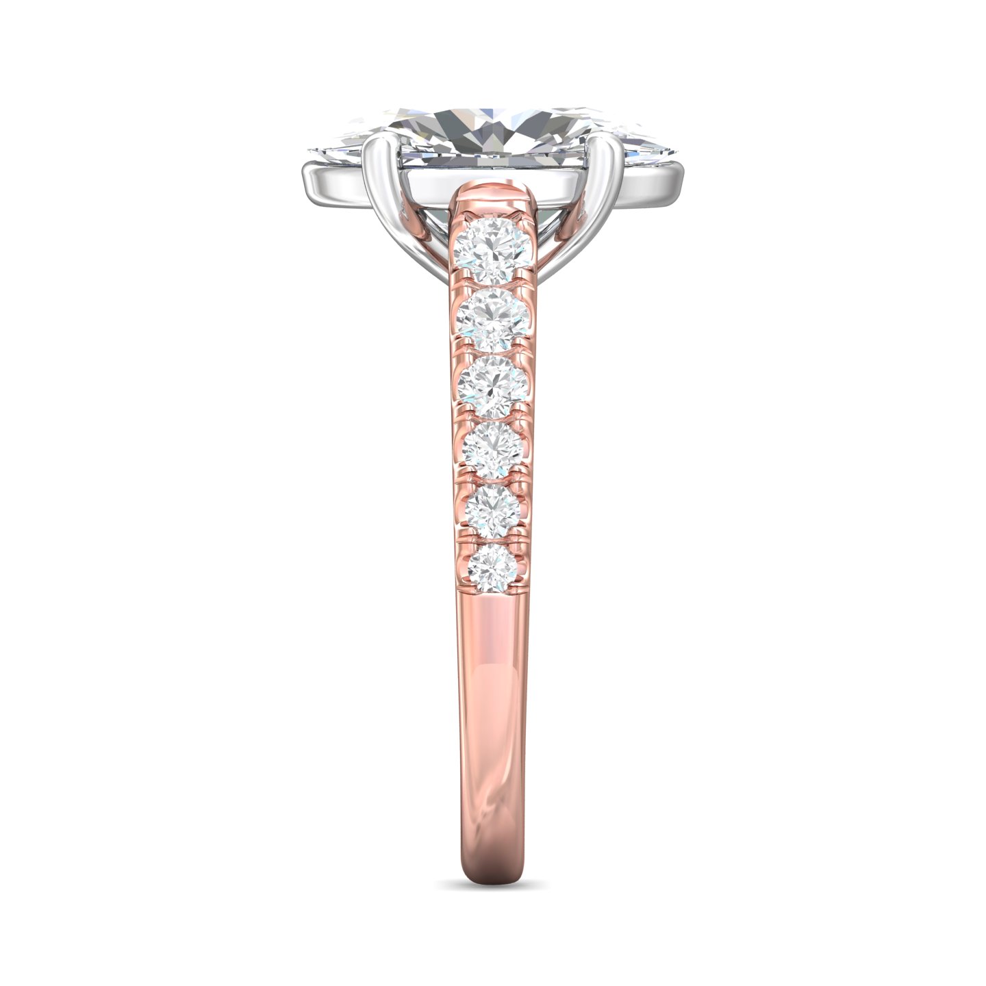 18K White and Rose Gold Oval Diamond Engagement Ring