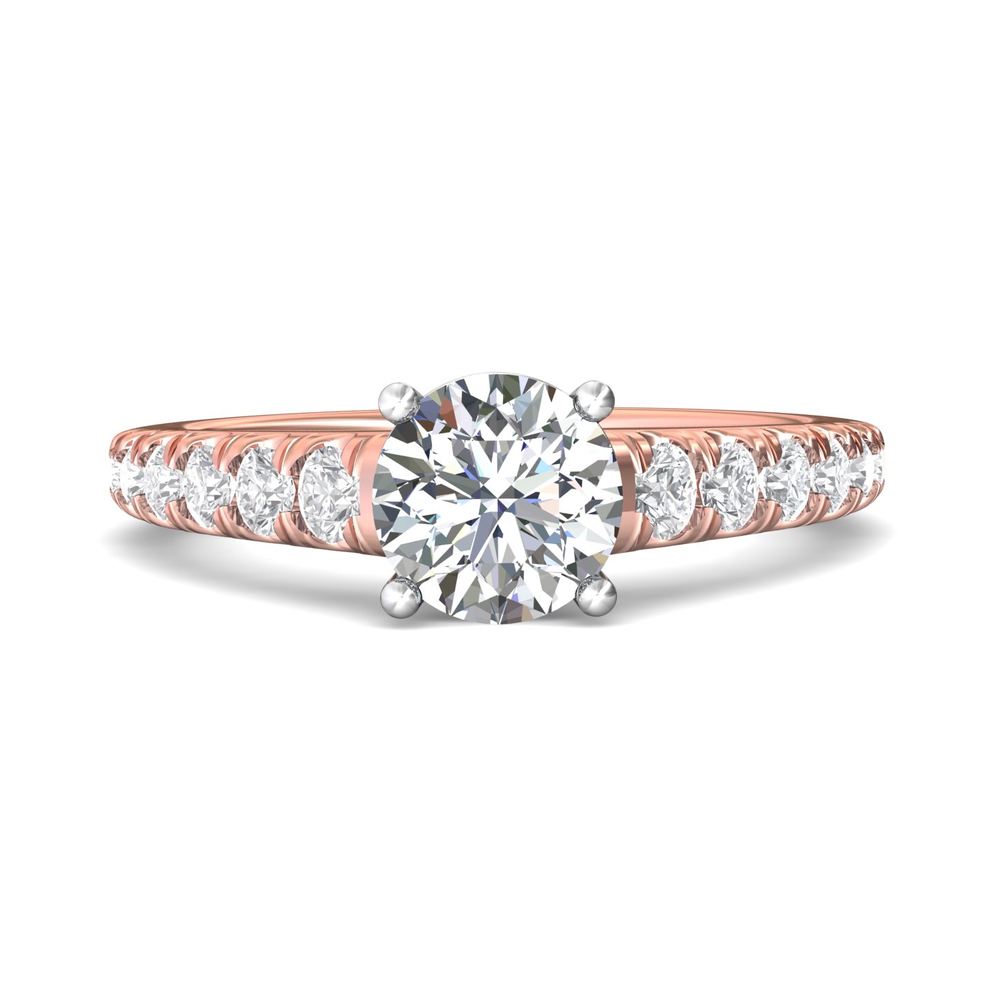 14K Rose and White Gold Round Diamond Engagement Ring