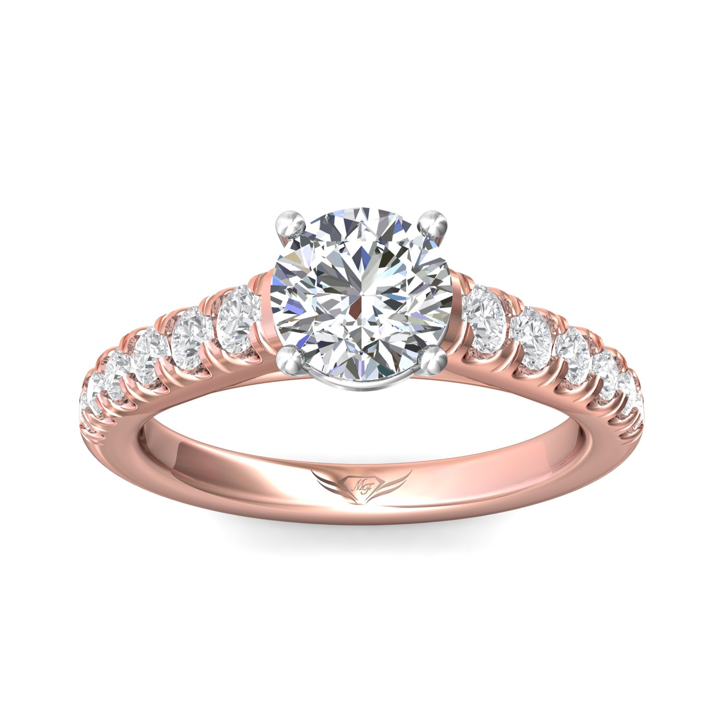 14K Rose and White Gold Round Diamond Engagement Ring