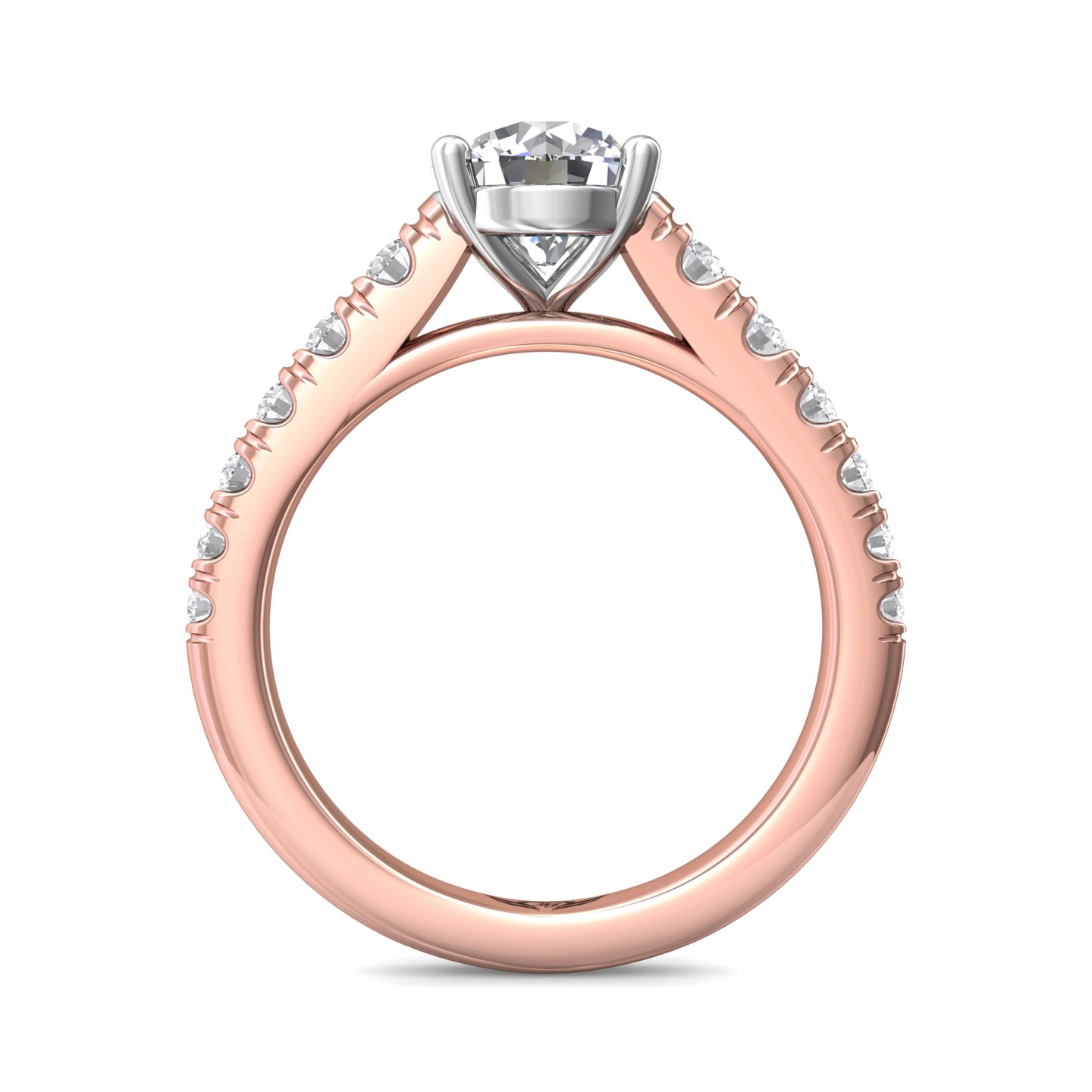 14K Rose and White Gold Round Diamond Engagement Ring