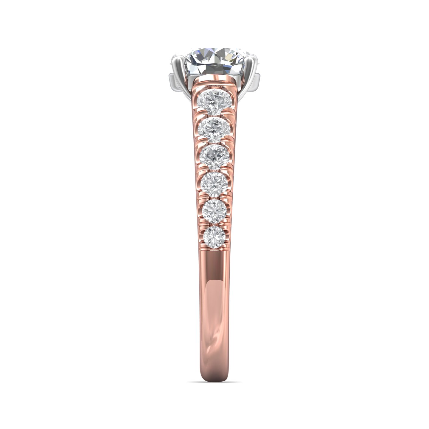14K Rose and White Gold Round Diamond Engagement Ring