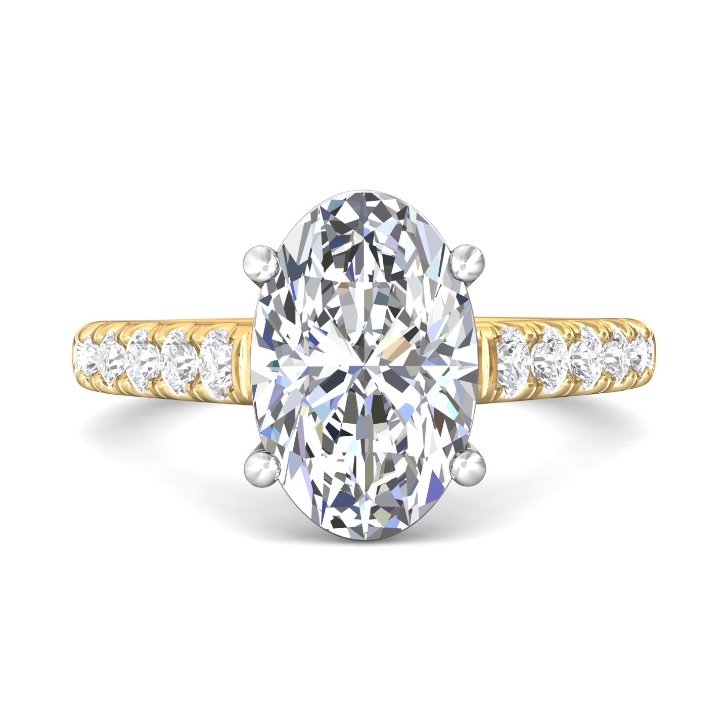 14K Yellow and White Gold Oval Diamond Engagement Ring