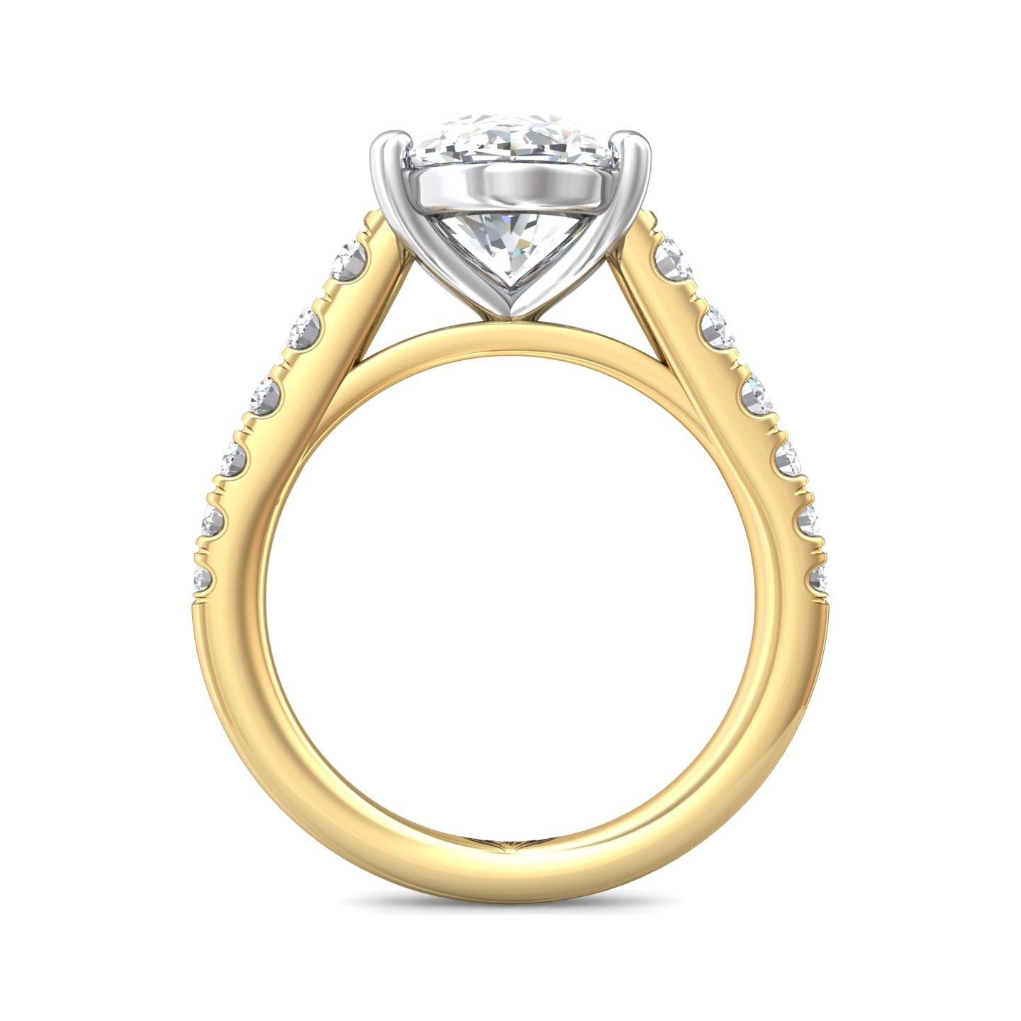 14K Yellow and White Gold Oval Diamond Engagement Ring