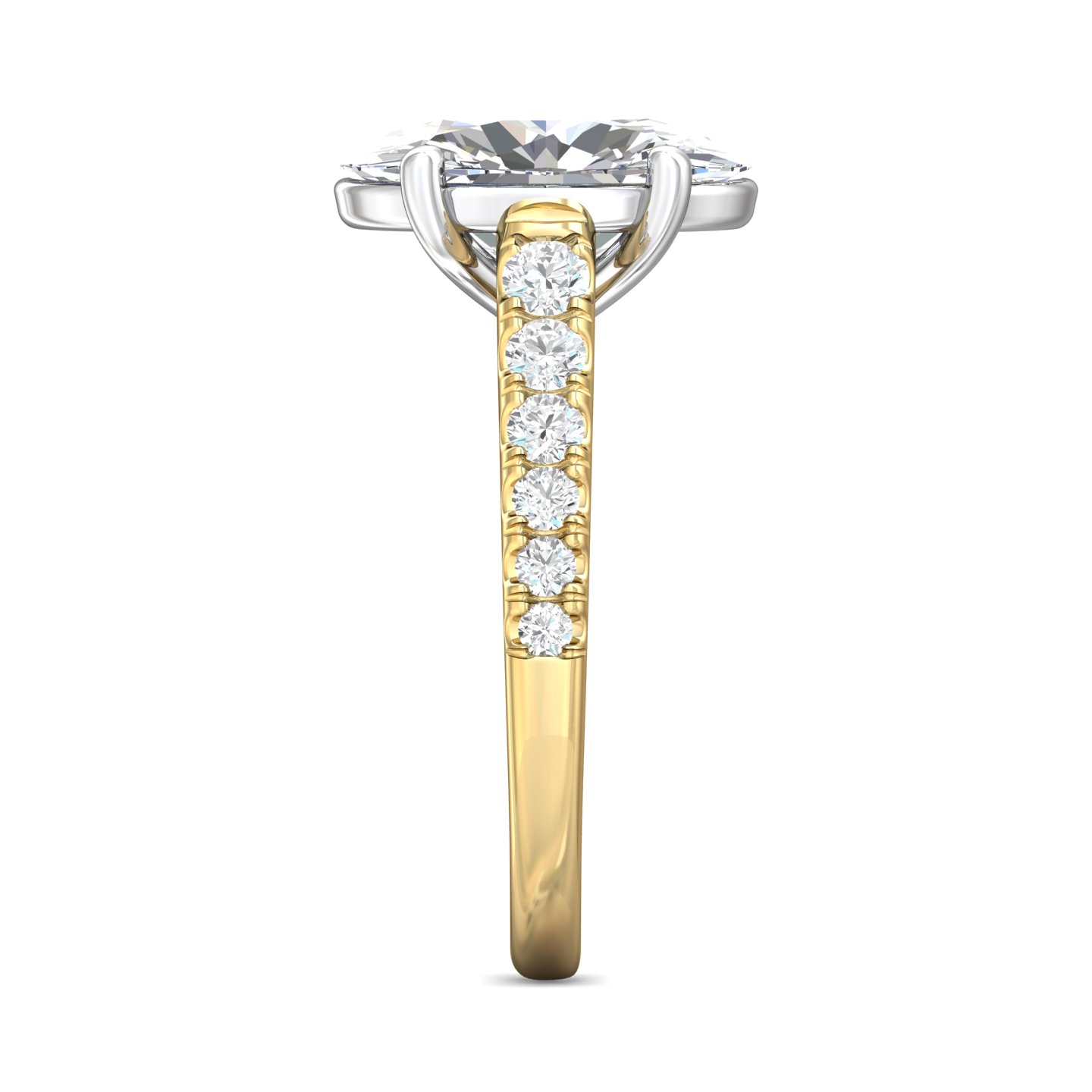 14K Yellow and White Gold Oval Diamond Engagement Ring