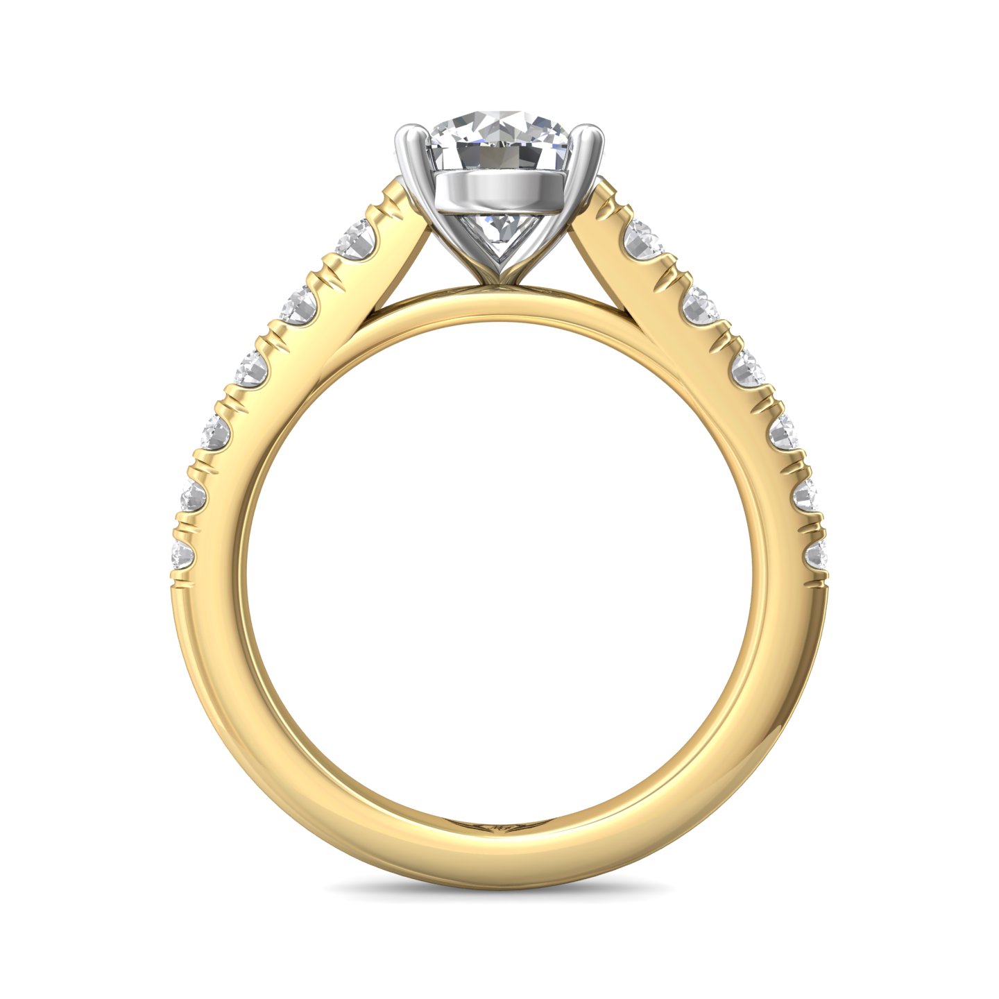 18K White and Yellow Gold Round Diamond Engagement Ring