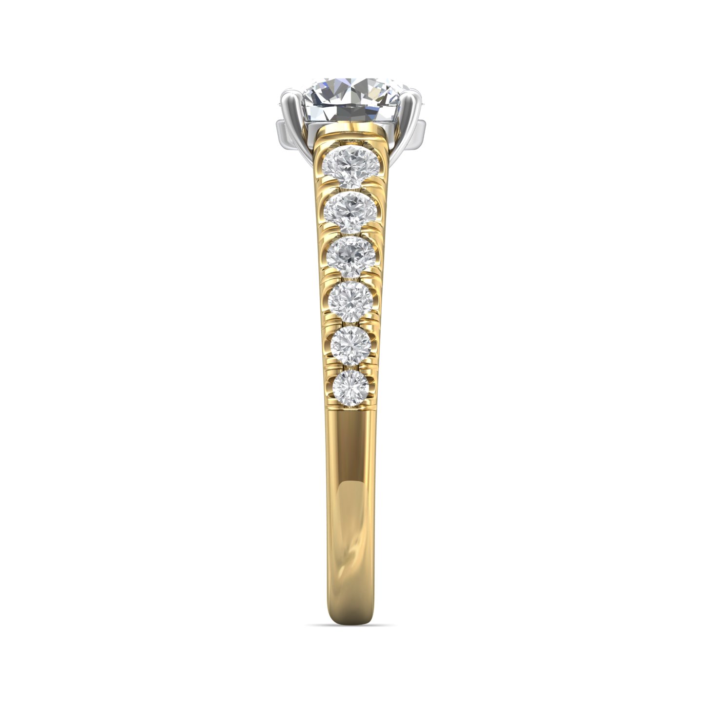 18K White and Yellow Gold Round Diamond Engagement Ring
