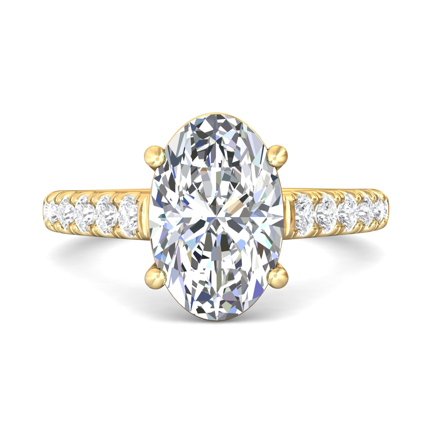 18K Yellow Gold Oval Diamond Engagement Ring