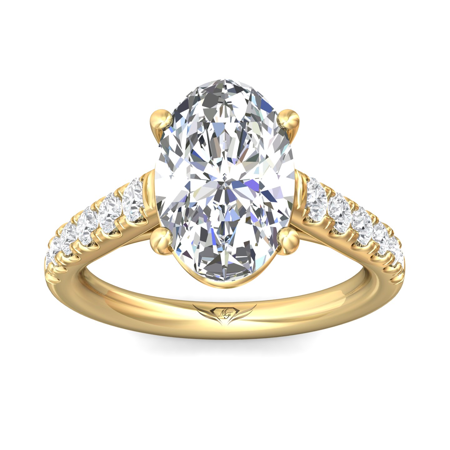 18K Yellow Gold Oval Diamond Engagement Ring