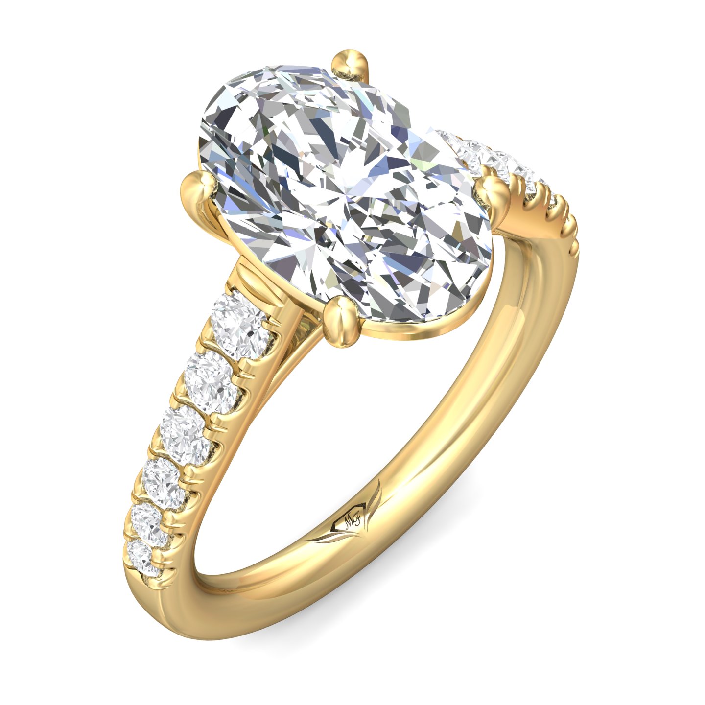 18K Yellow Gold Oval Diamond Engagement Ring