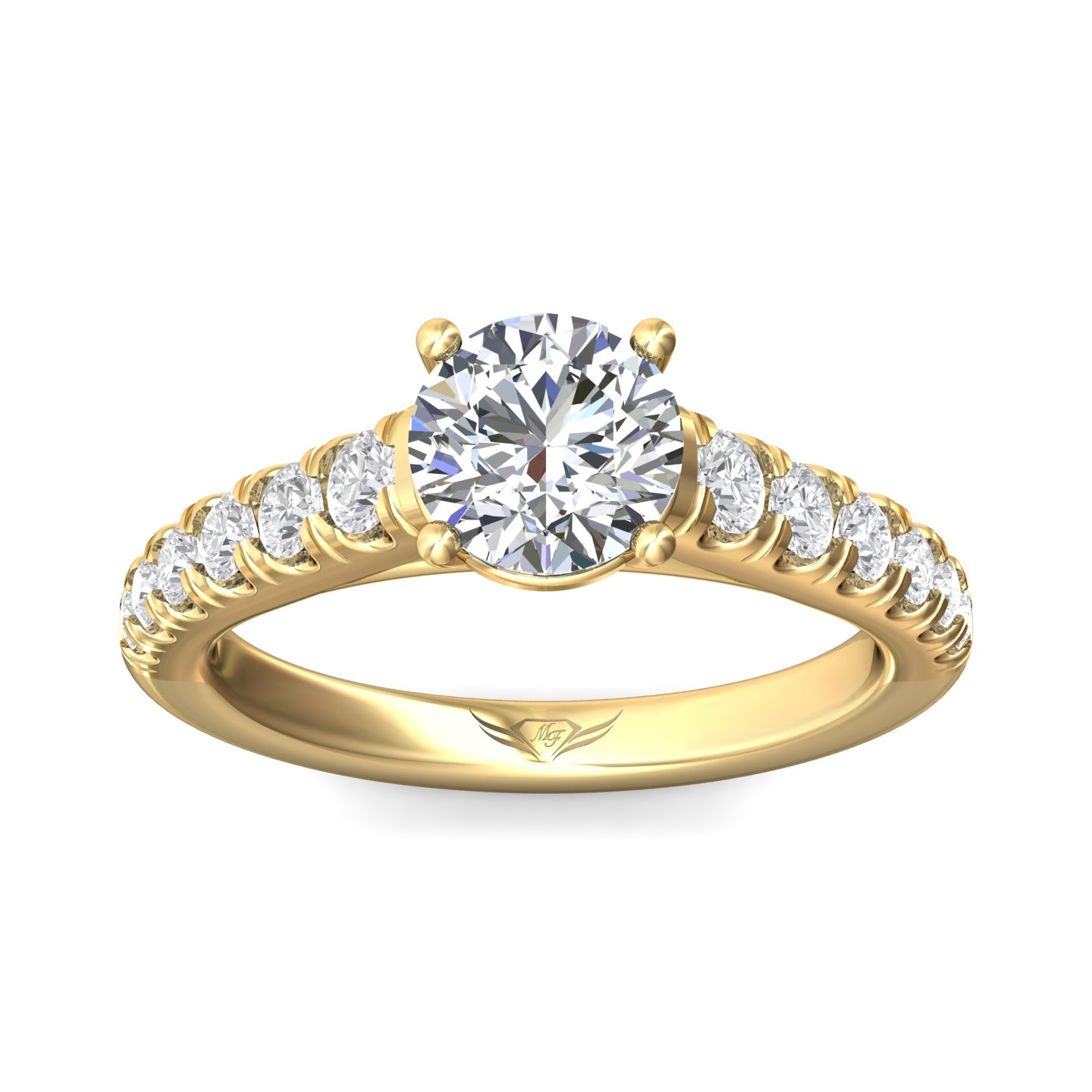 18K Yellow Gold Round Diamond Engagement Ring