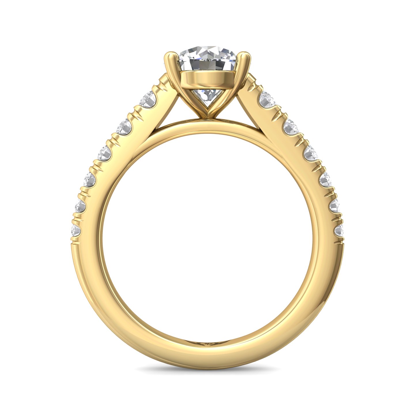 18K Yellow Gold Round Diamond Engagement Ring