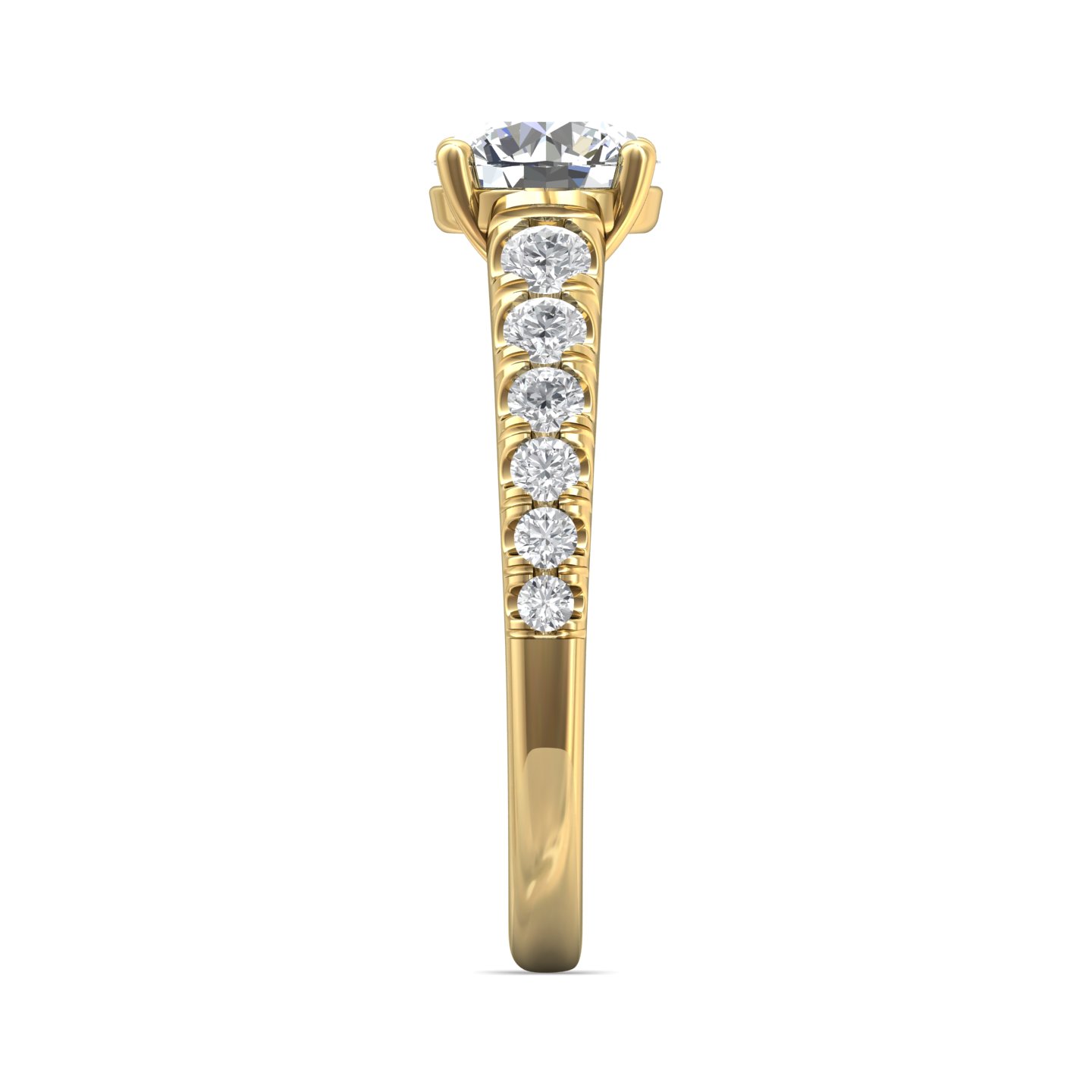 18K Yellow Gold Round Diamond Engagement Ring