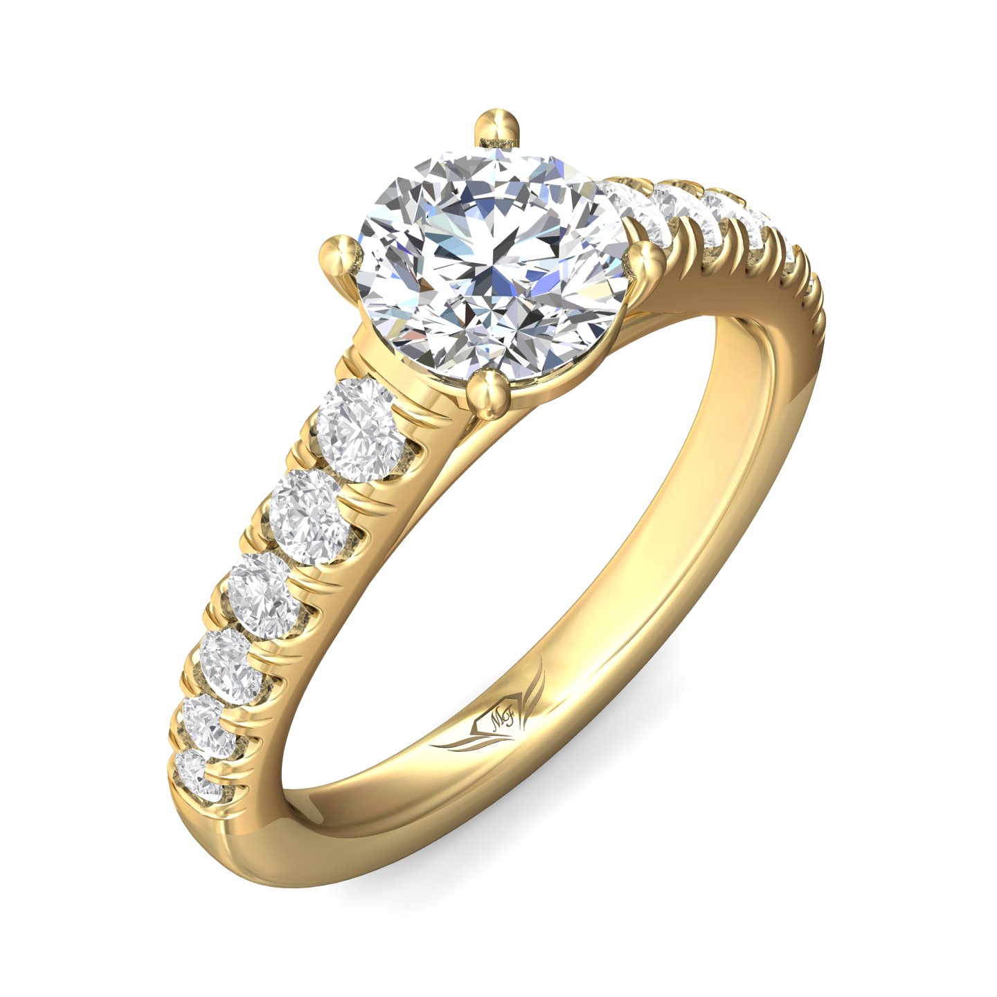 18K Yellow Gold Round Diamond Engagement Ring