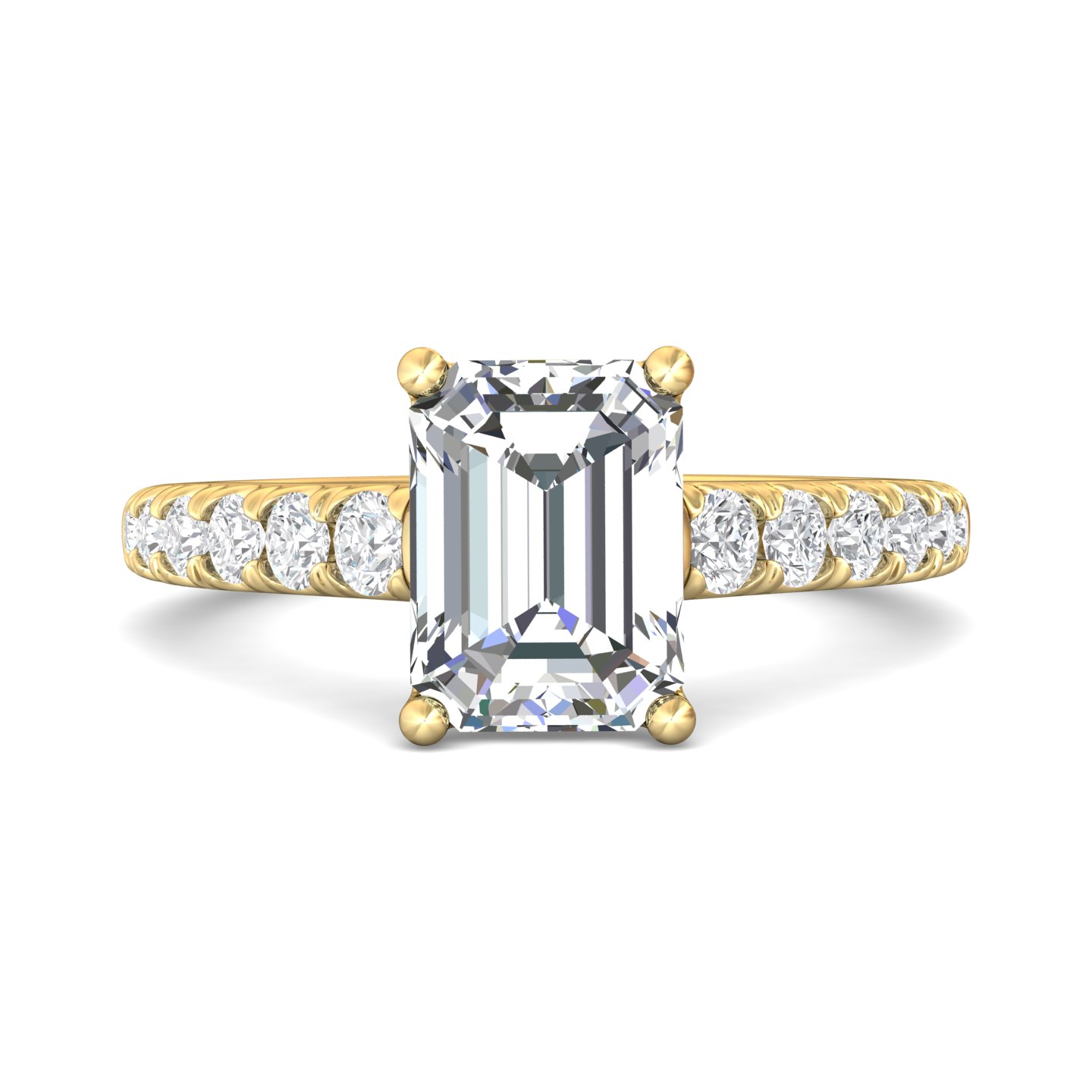 14K Yellow Gold Emerald Cut Diamond Engagement Ring