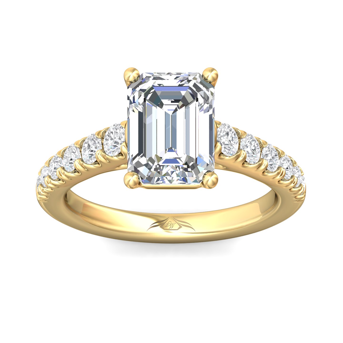 14K Yellow Gold Emerald Cut Diamond Engagement Ring