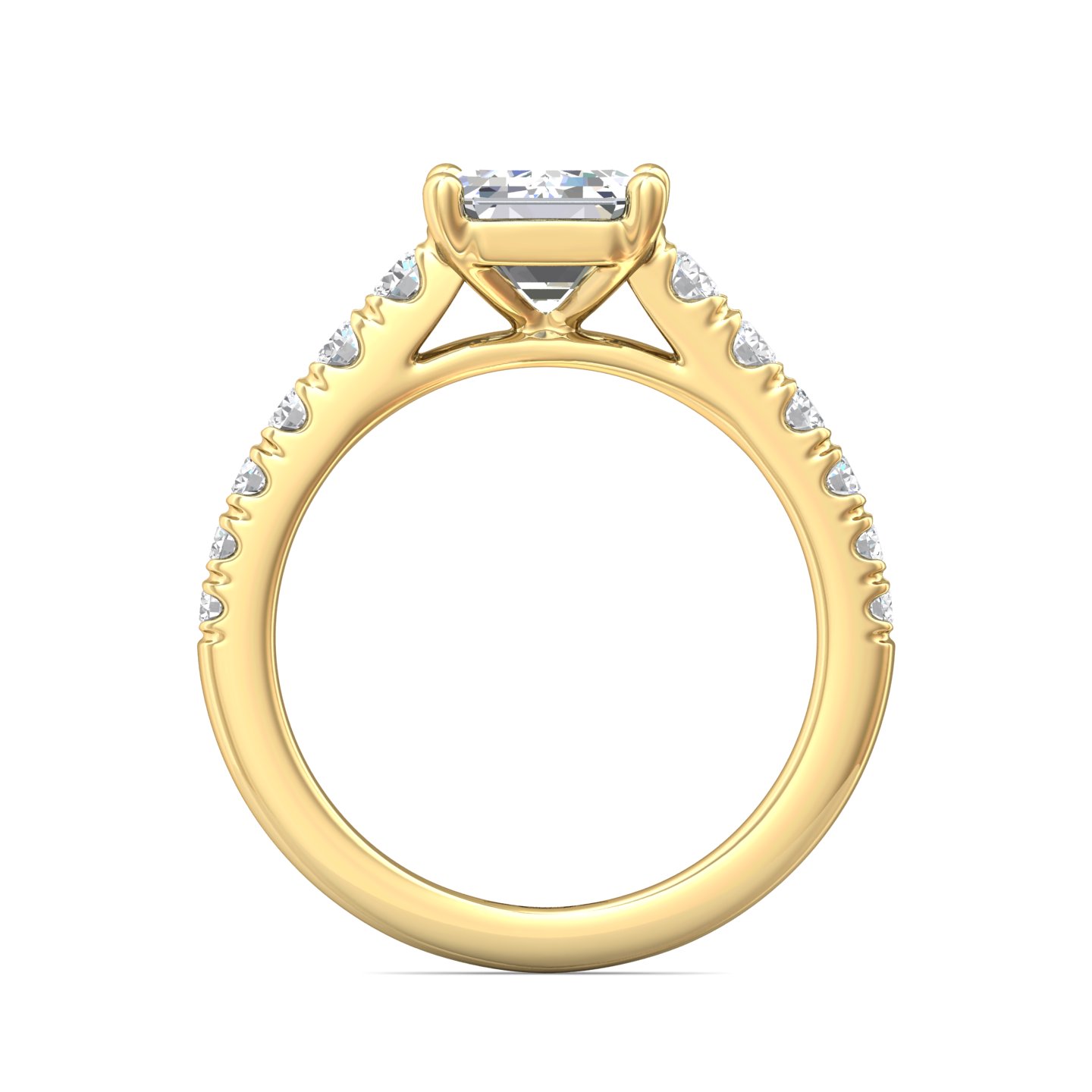 14K Yellow Gold Emerald Cut Diamond Engagement Ring