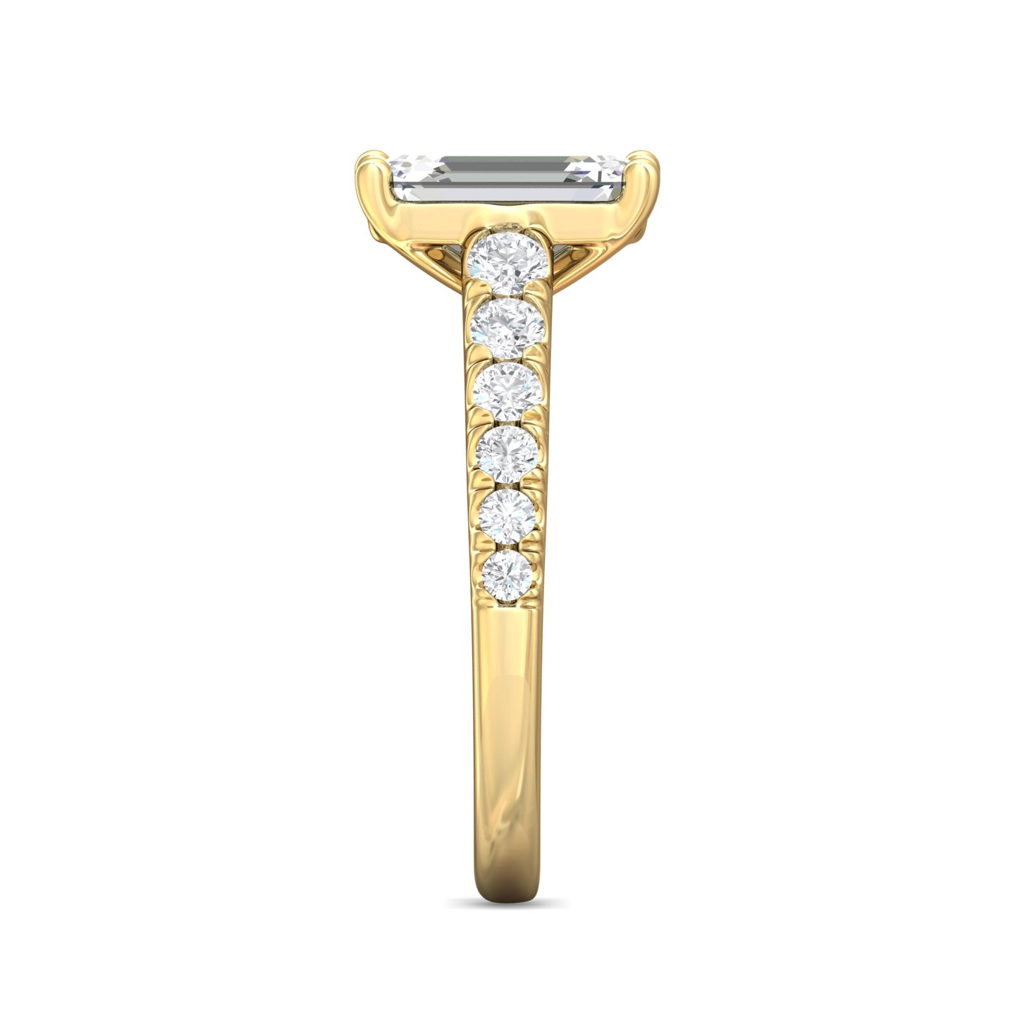 14K Yellow Gold Emerald Cut Diamond Engagement Ring