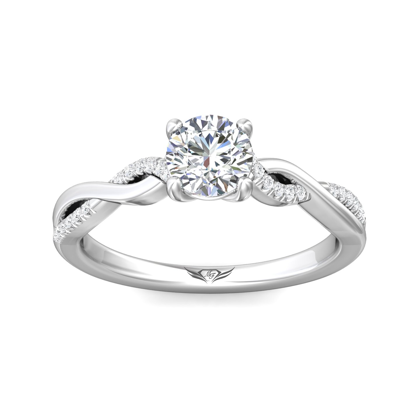 14K White Gold Round Diamond Engagement Ring