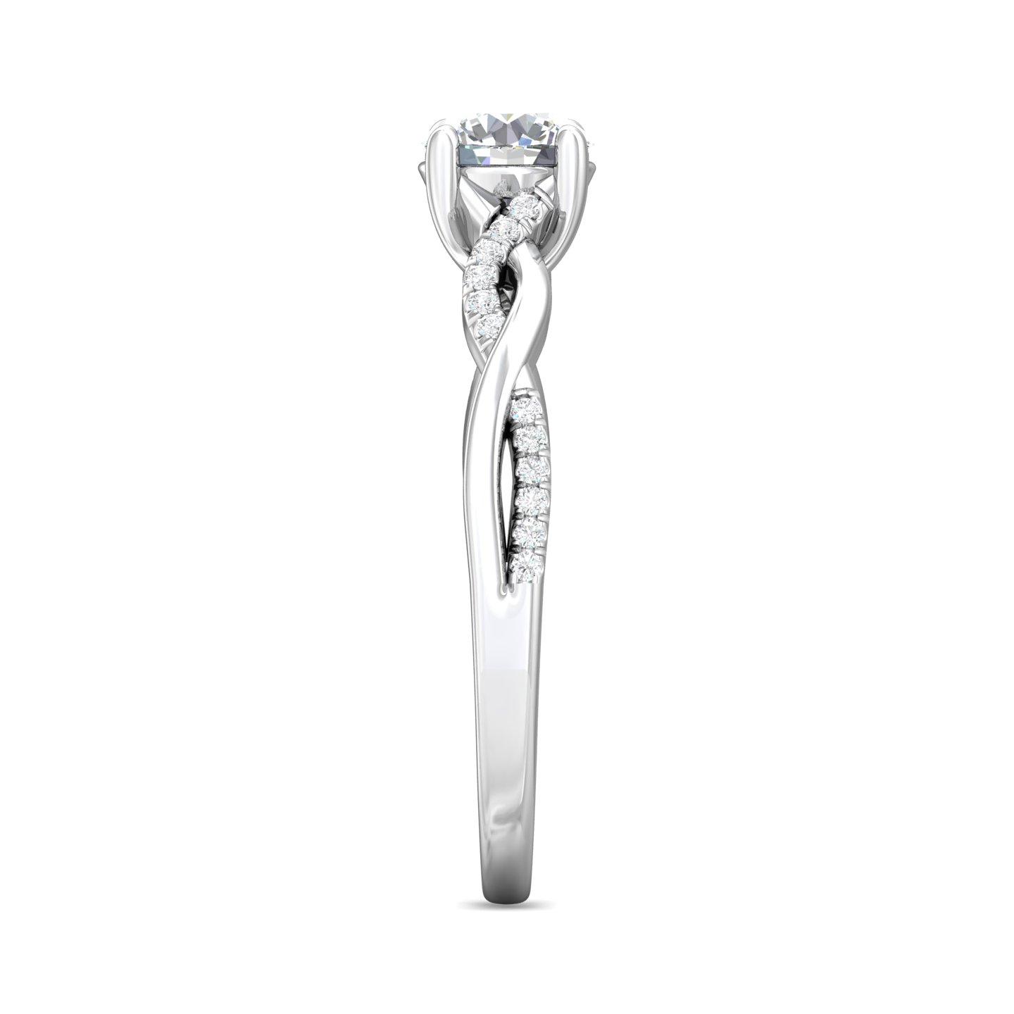 14K White Gold Round Diamond Engagement Ring