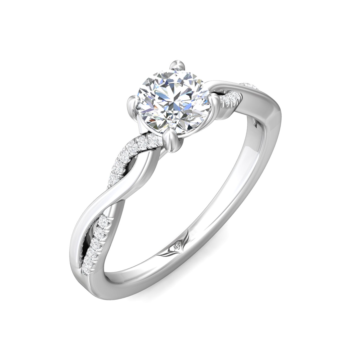 14K White Gold Round Diamond Engagement Ring