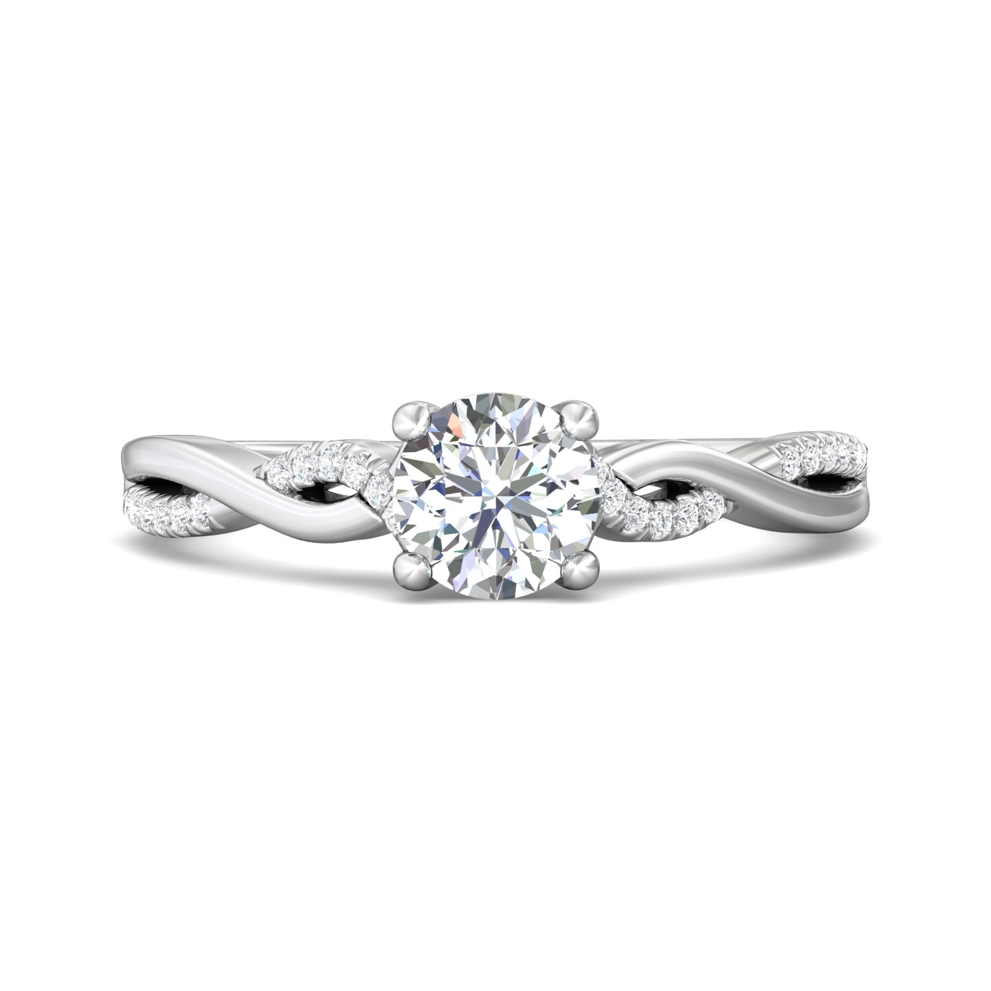 14K White Gold and Platinum Round Diamond Engagement Ring
