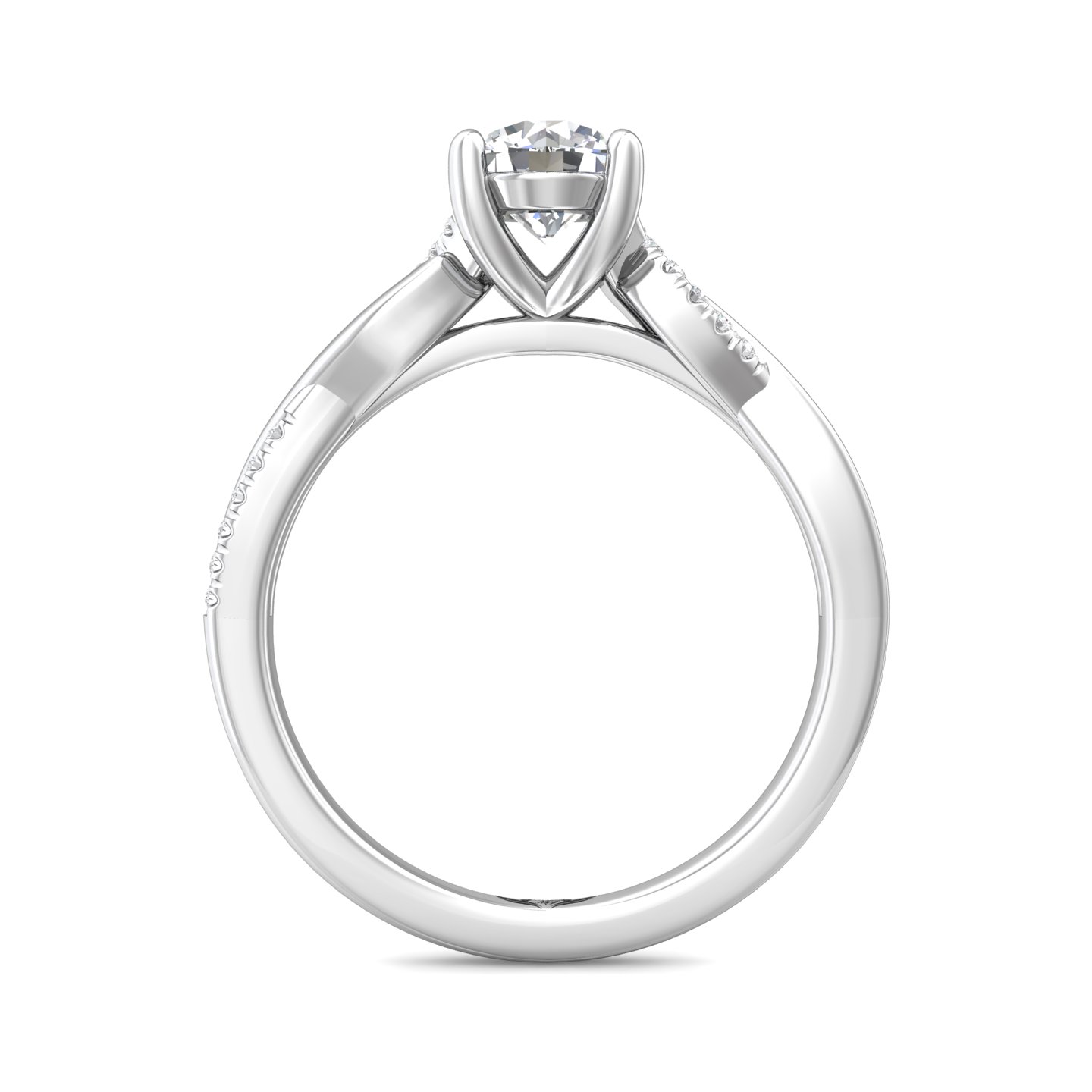 14K White Gold and Platinum Round Diamond Engagement Ring