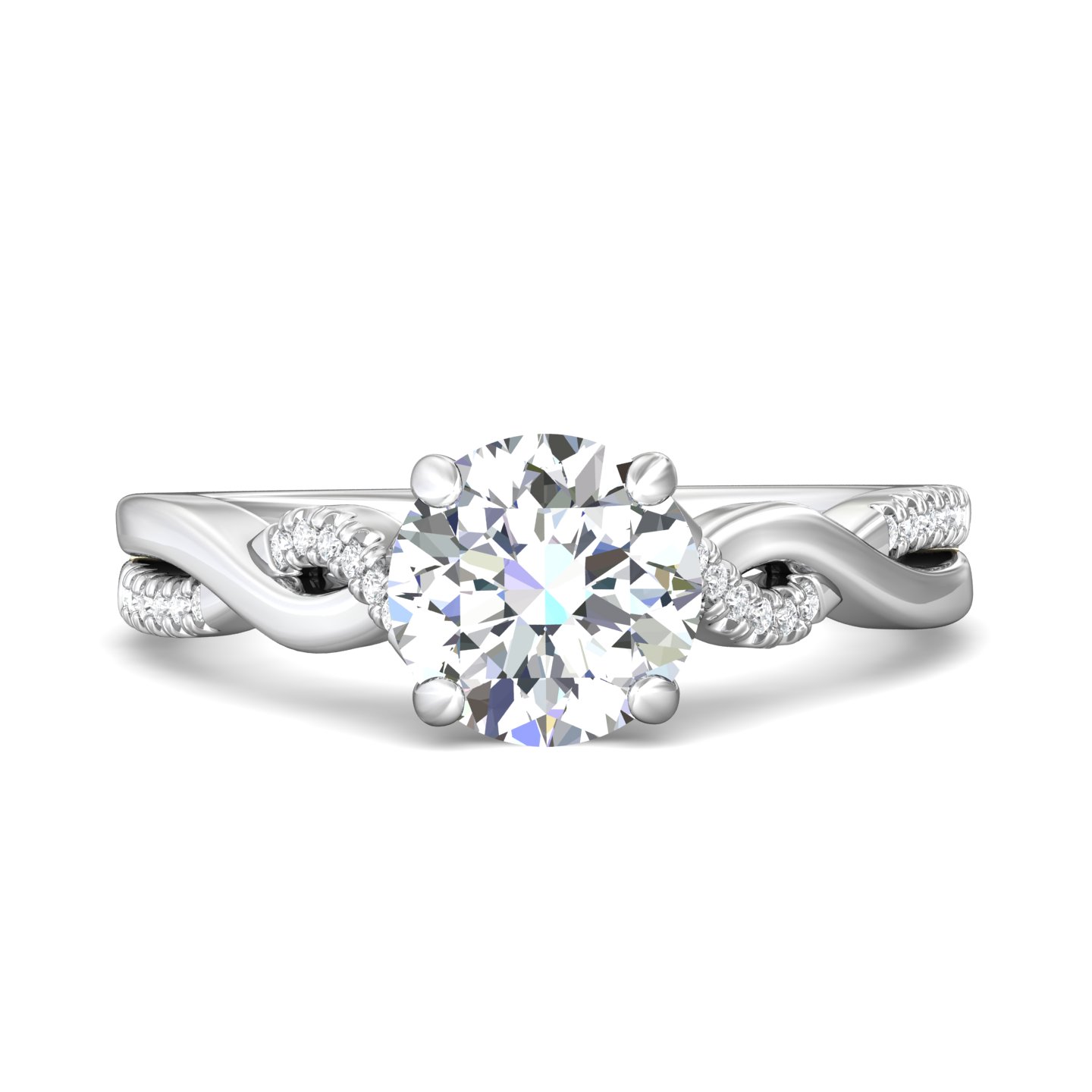 14K White Gold Split Shank Engagement Ring