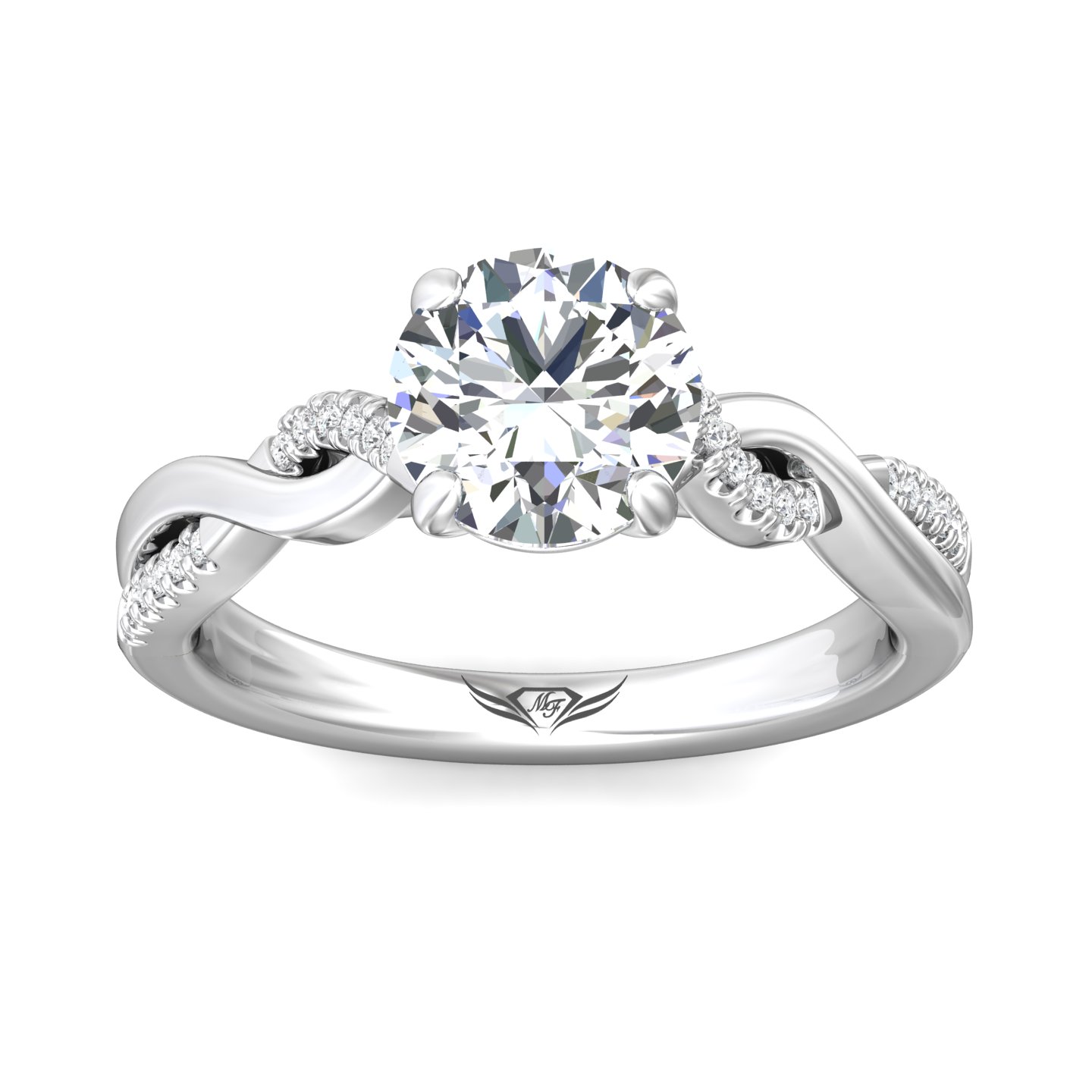 14K White Gold Split Shank Engagement Ring