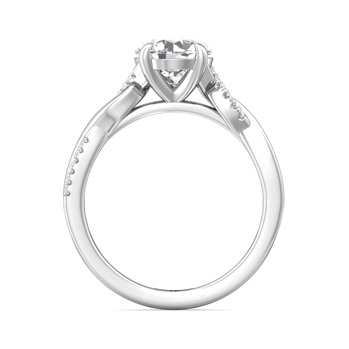 14K White Gold Split Shank Engagement Ring
