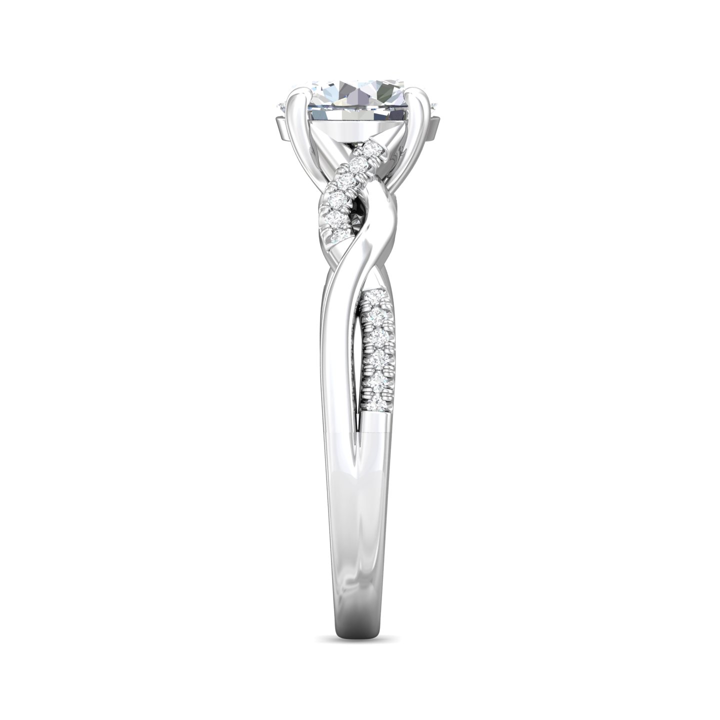 14K White Gold Split Shank Engagement Ring