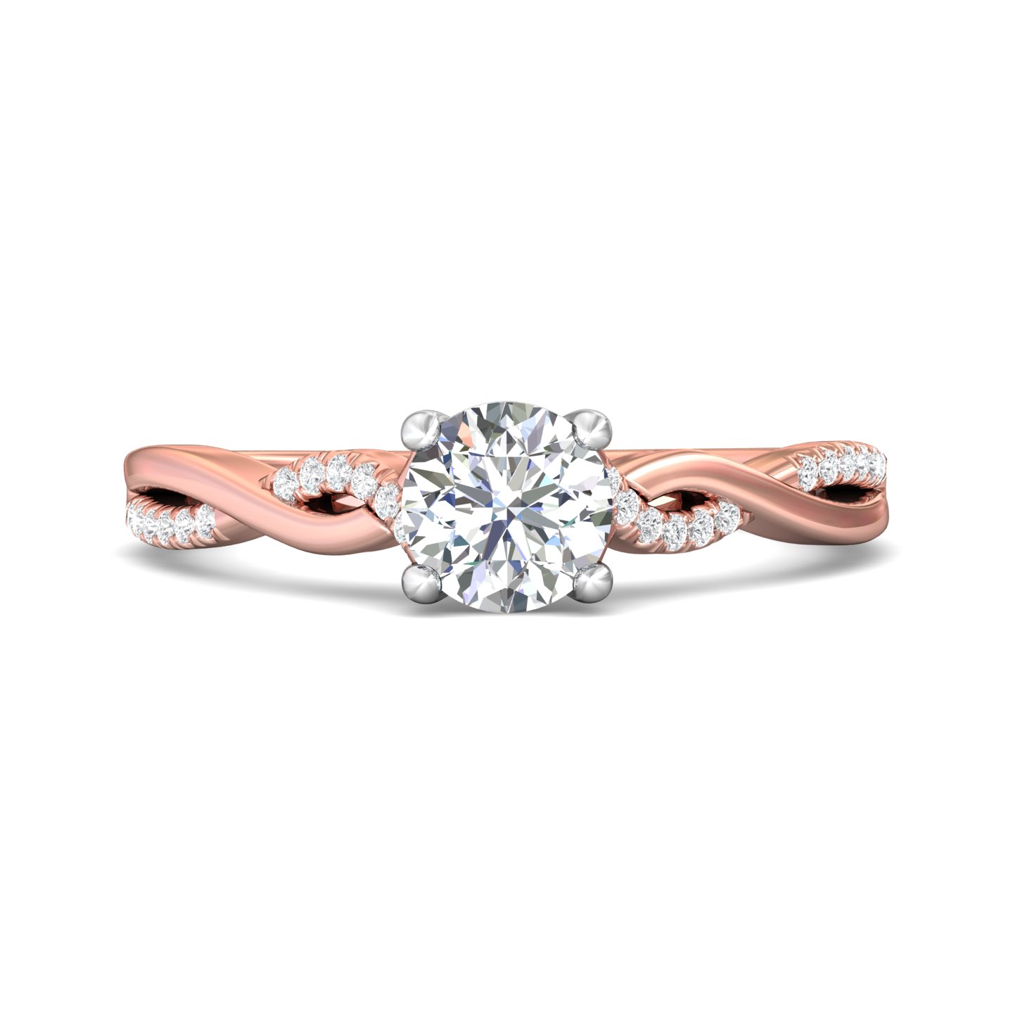18K White and Rose Gold Round Diamond Engagement Ring