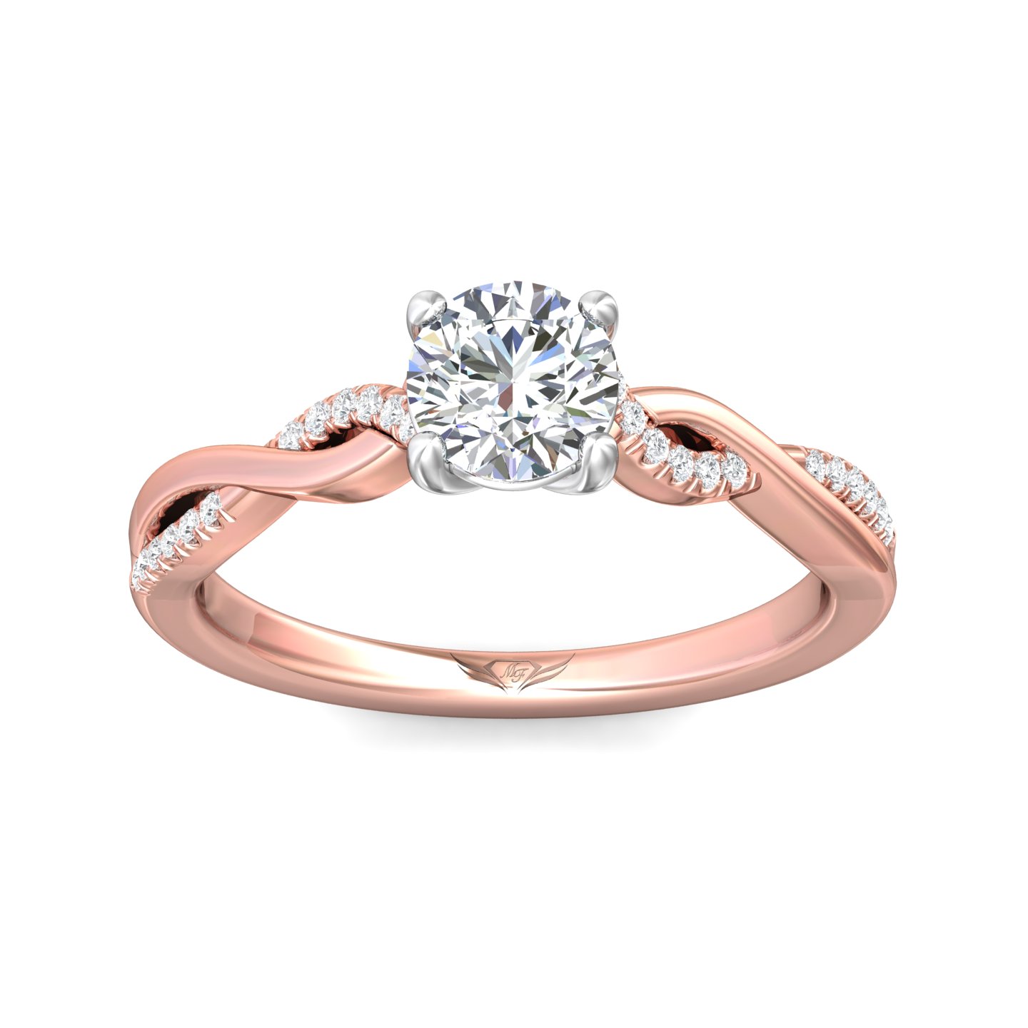 18K White and Rose Gold Round Diamond Engagement Ring