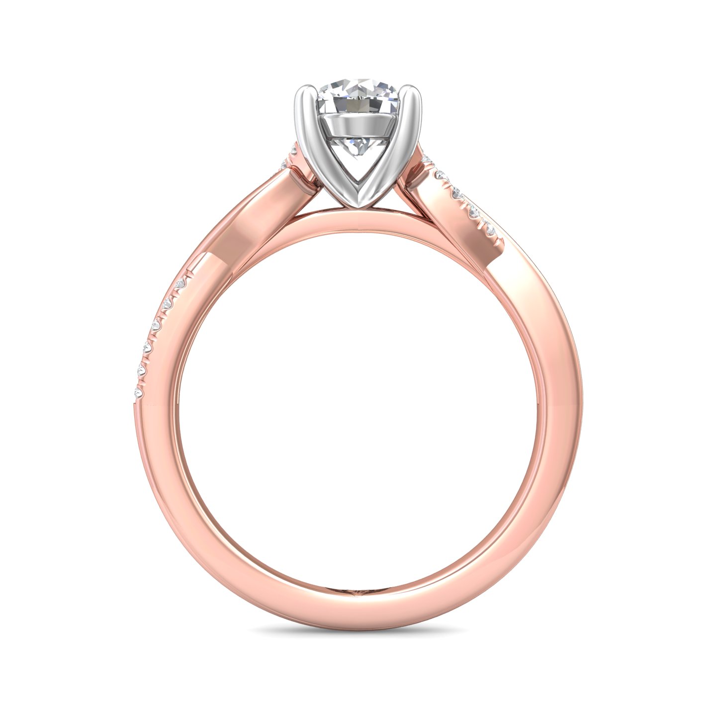 18K White and Rose Gold Round Diamond Engagement Ring