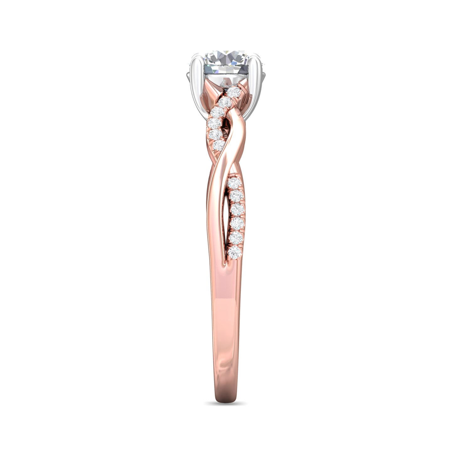 18K White and Rose Gold Round Diamond Engagement Ring