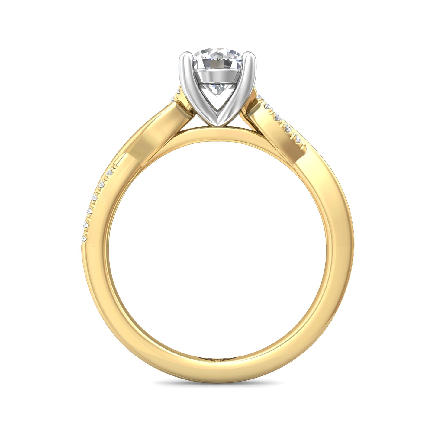 14K Yellow and White Gold Round Diamond Engagement Ring