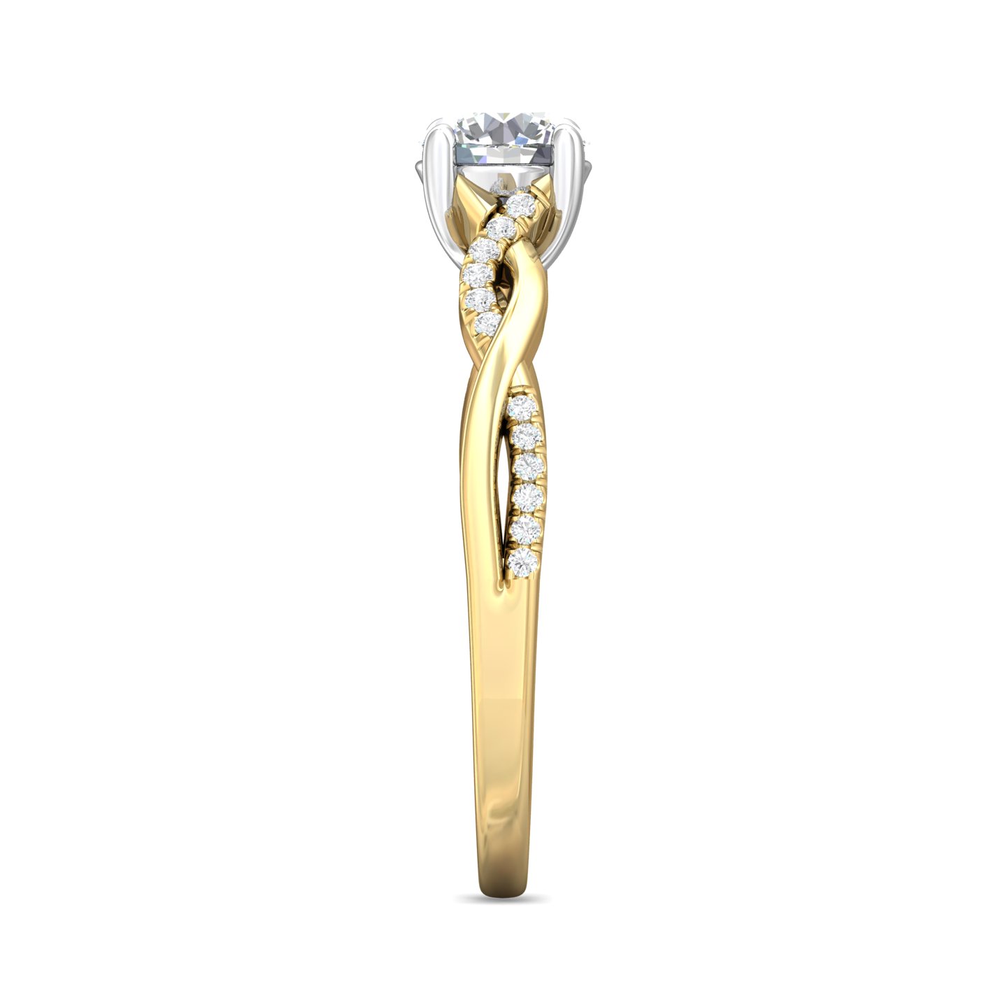 14K Yellow and White Gold Round Diamond Engagement Ring