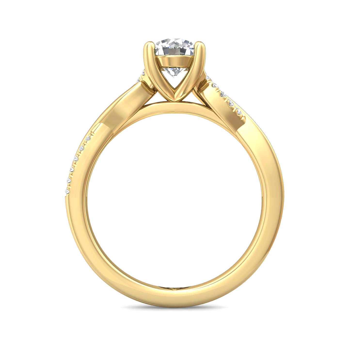 18K Yellow Gold Round Diamond Engagement Ring