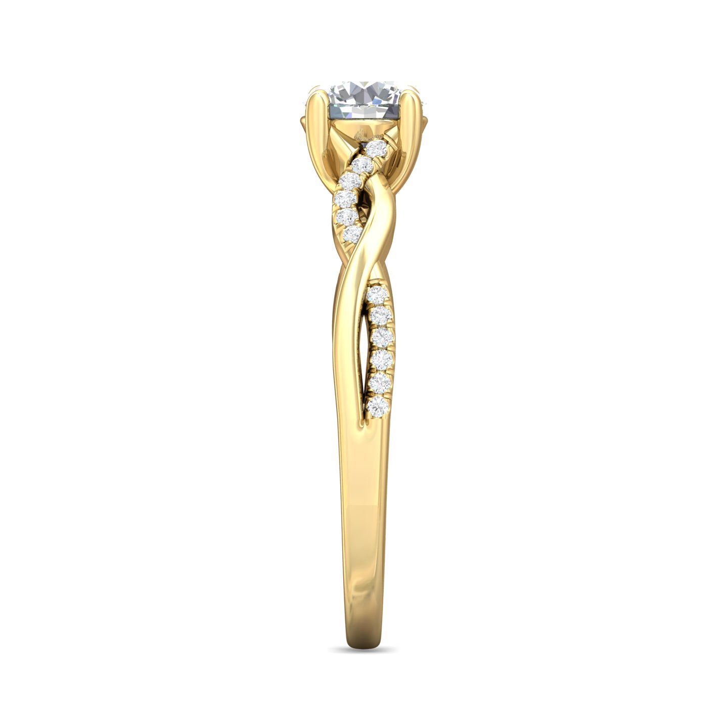 18K Yellow Gold Round Diamond Engagement Ring