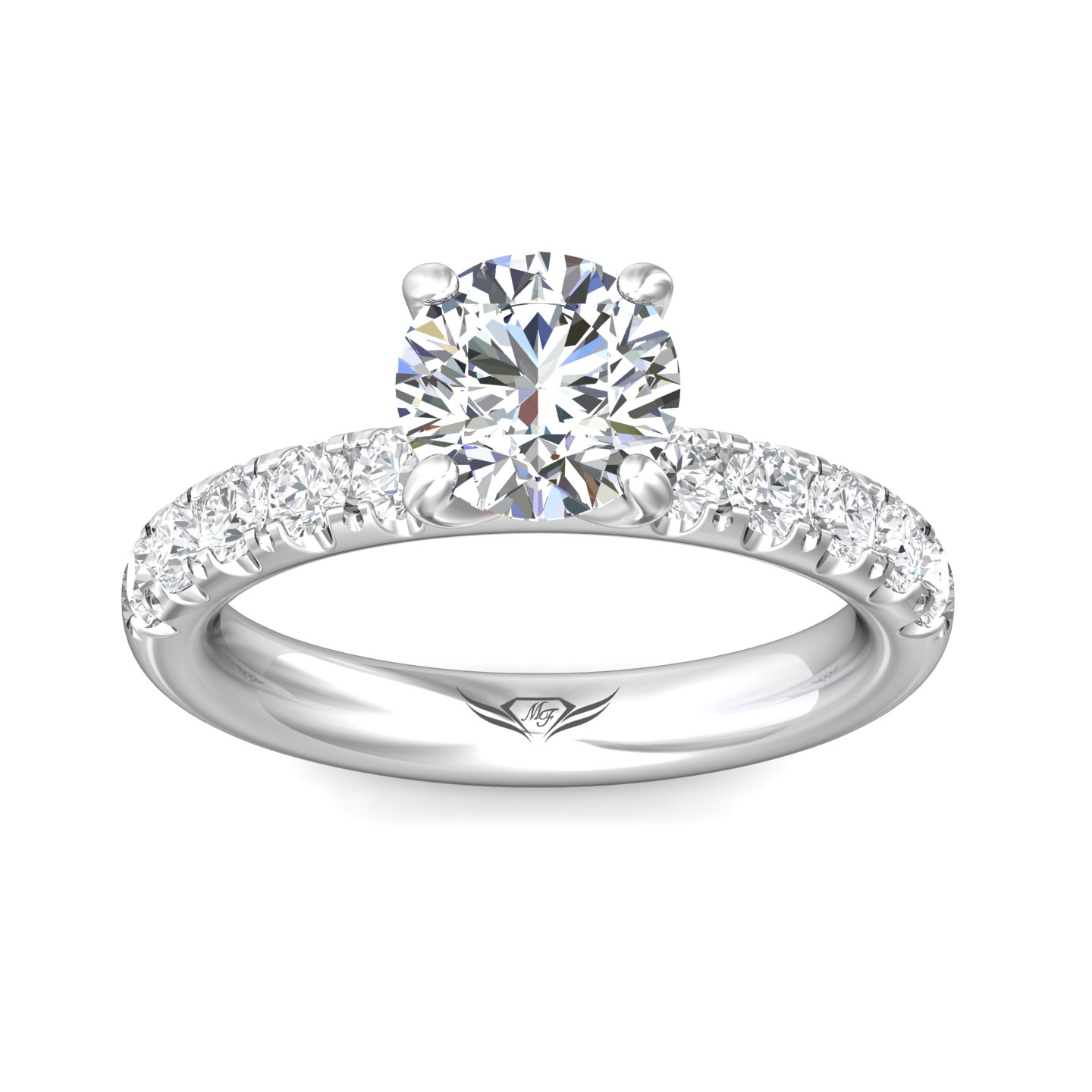 14K White Gold Round Diamond Engagement Ring