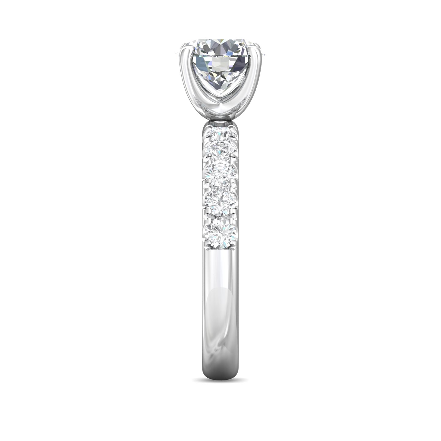 14K White Gold Round Diamond Engagement Ring