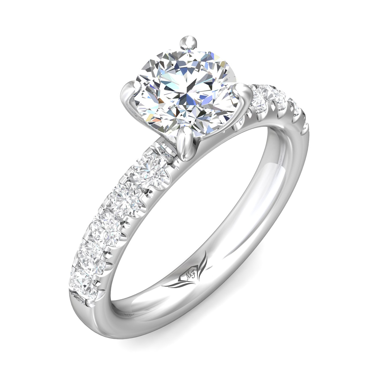 14K White Gold Round Diamond Engagement Ring